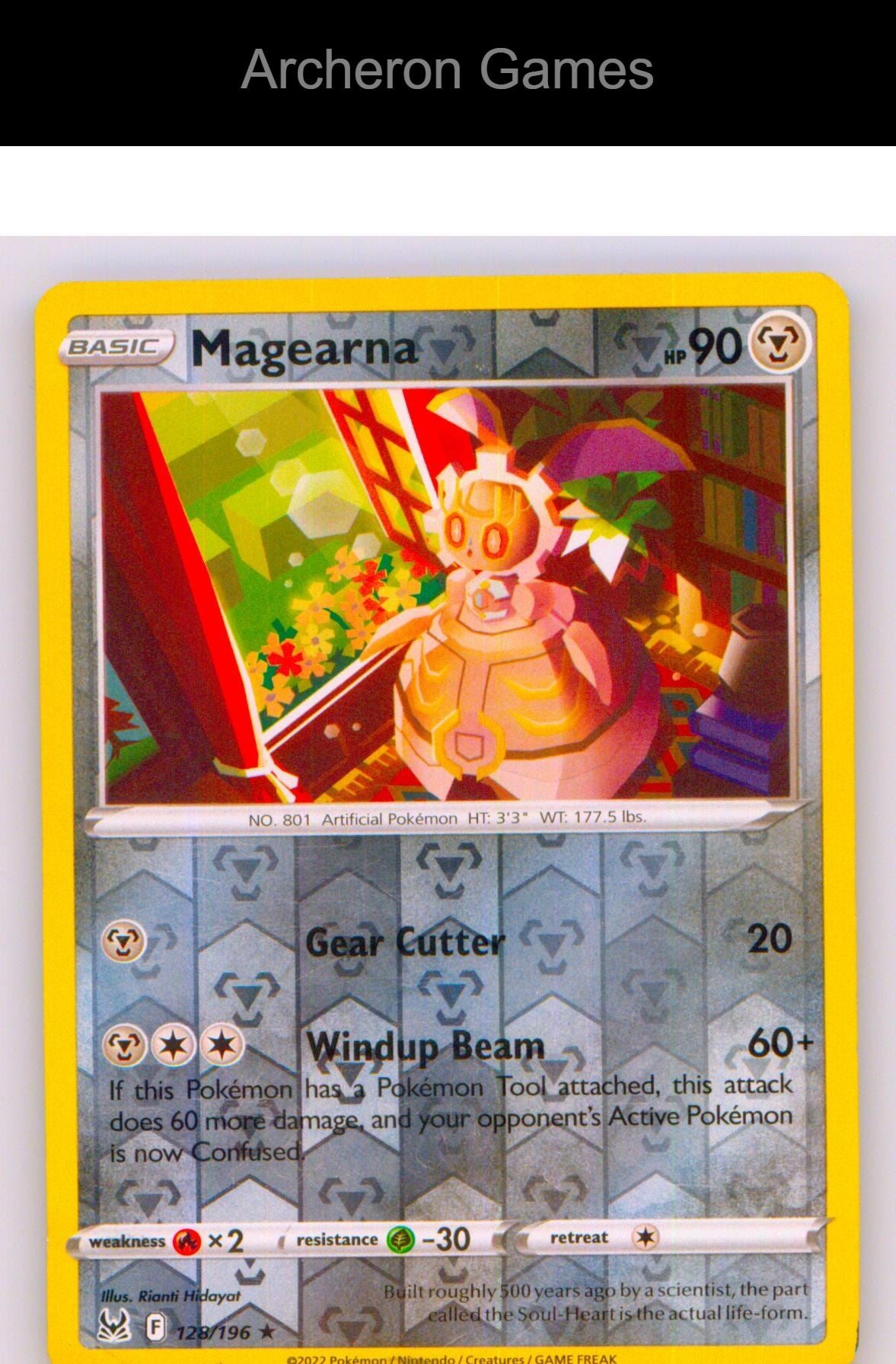 Pokemon Card Magearna LOR 128/196 R Lost Origin Reverse Holo