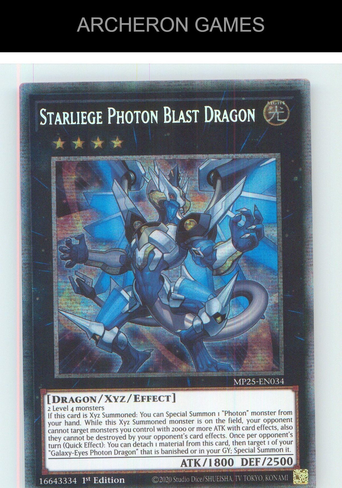 Starliege Photon Blast Dragon Starlight Rare YUGIOH Card 1st Edition