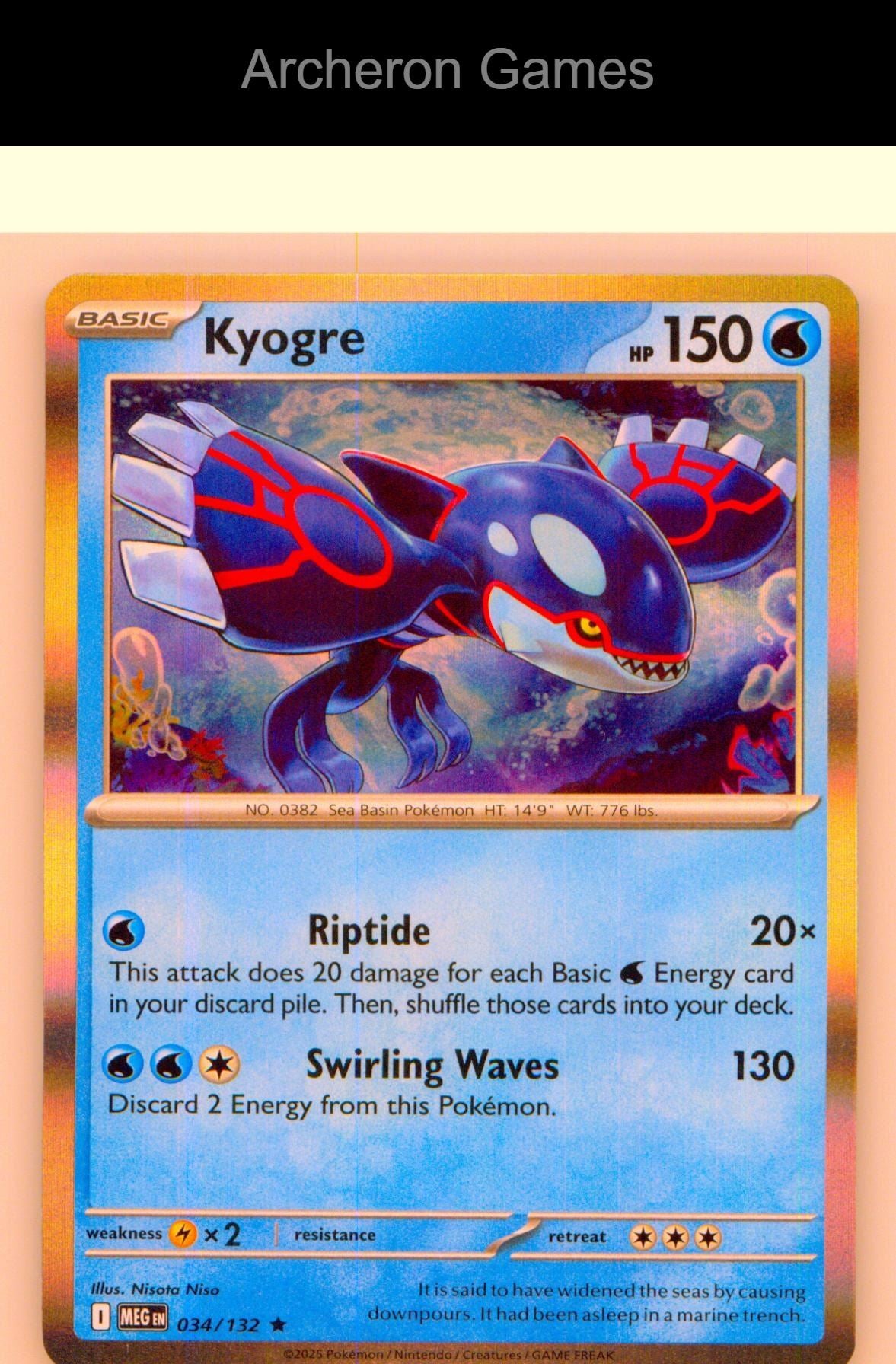 Pokemon Card Kyogre MEG 034/132 R Mega Evolution Holo
