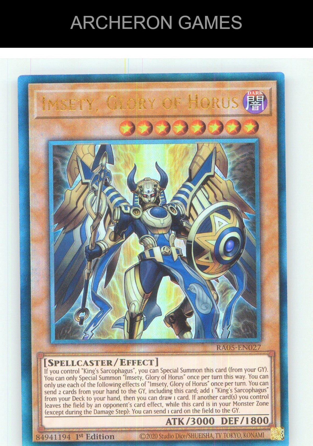 Imsety, Glory of Horus (Collector's Rare) YUGIOH Card 1st Edition