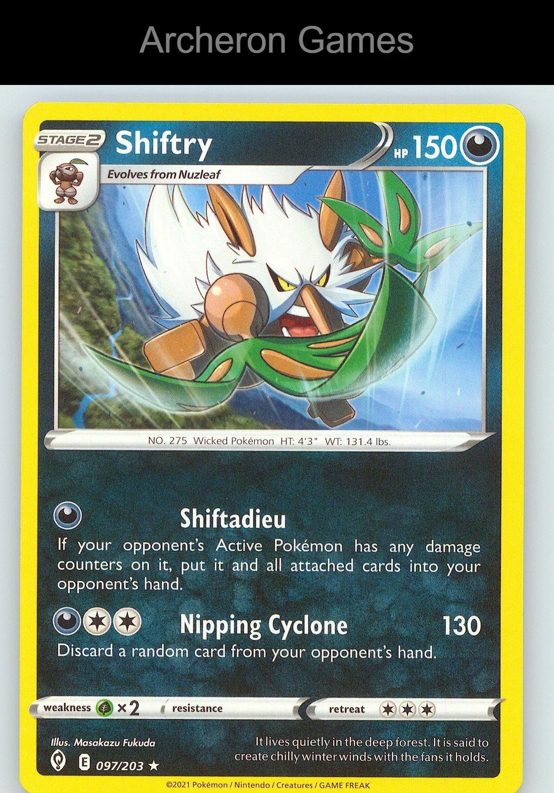 Pokemon Card Shiftry EVS 097/203 R Evolving Skies