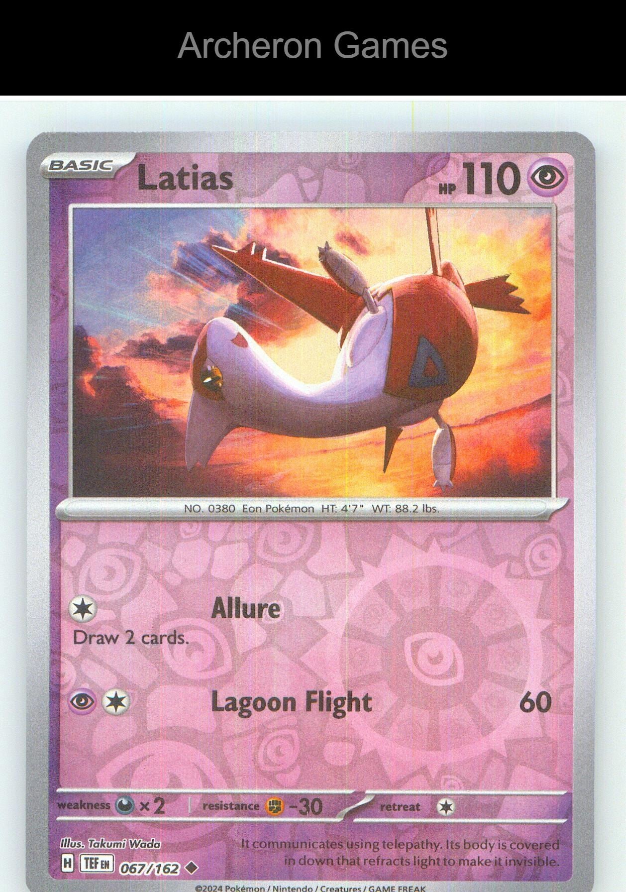 Pokemon Card Latias TEF 067/162 UC Temporal Forces Reverse Holo