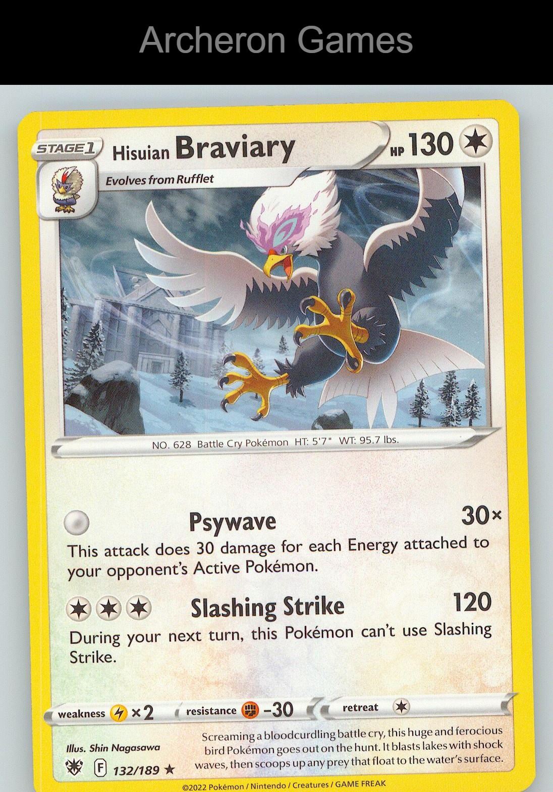 Pokemon Card Hisuian Braviary ASR 132/189 R Astral Radiance