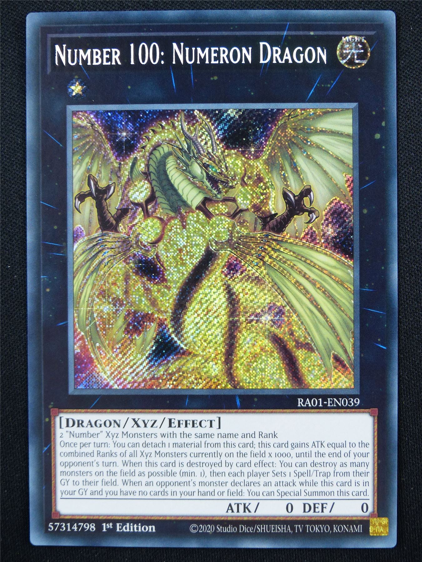 yugioh number cards 1 100 Number 100: Numeron Dragon RA01 Secret Rare