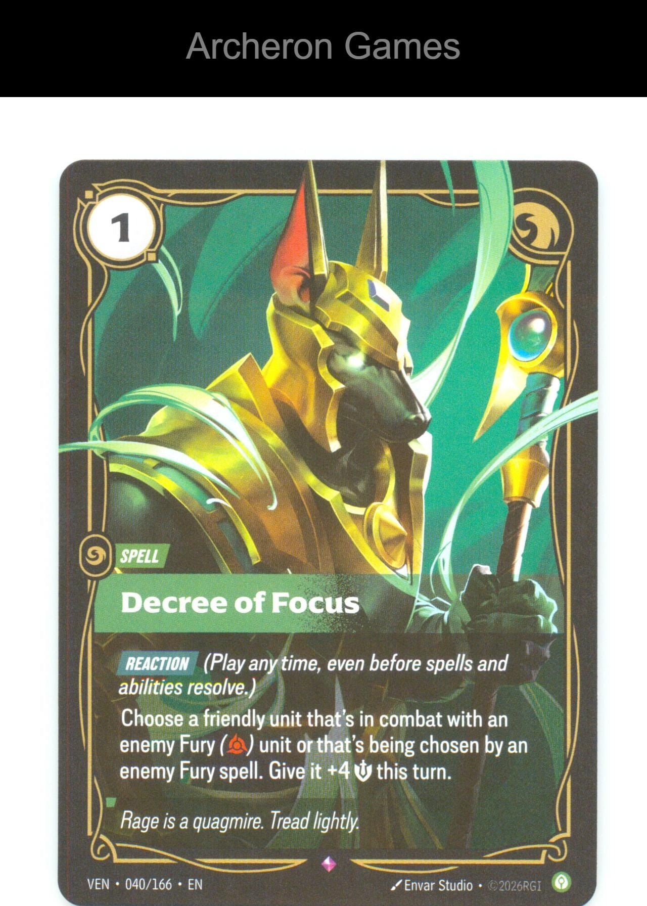 Decree of Focus VEN 040/166 R Vendetta Riftbound Card Foil
