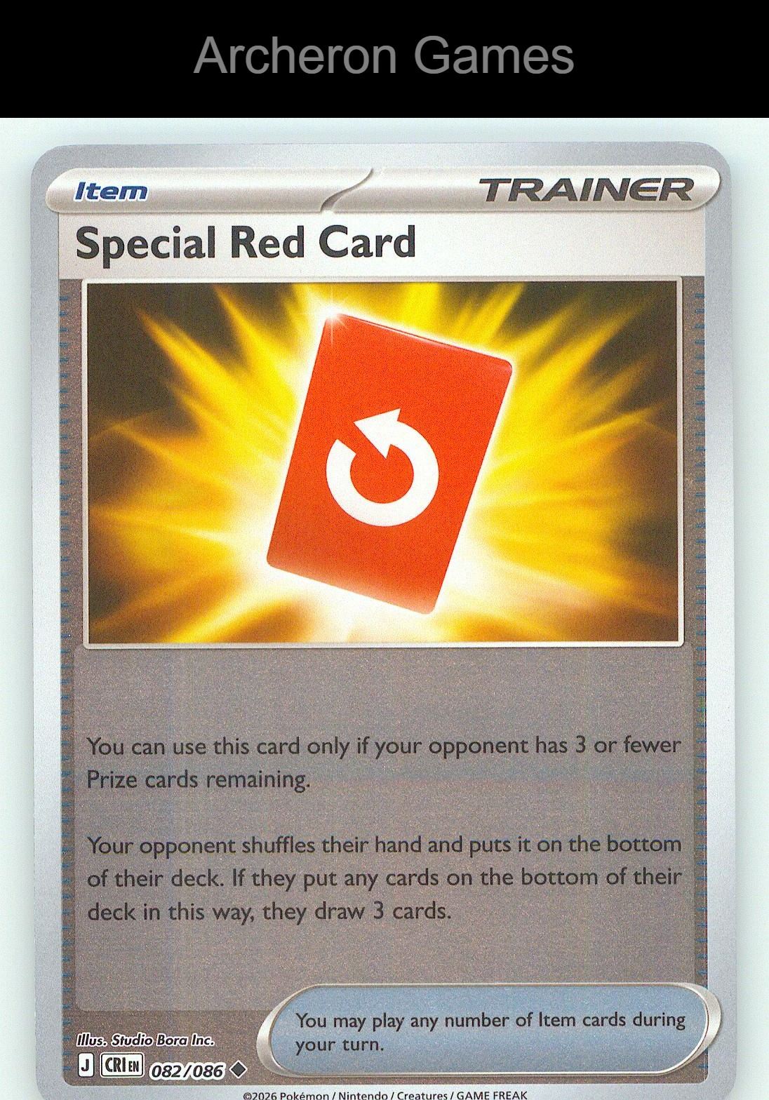 Pokemon Card Special Red Card ME04 082/086 UC Chaos Rising Reverse Holo