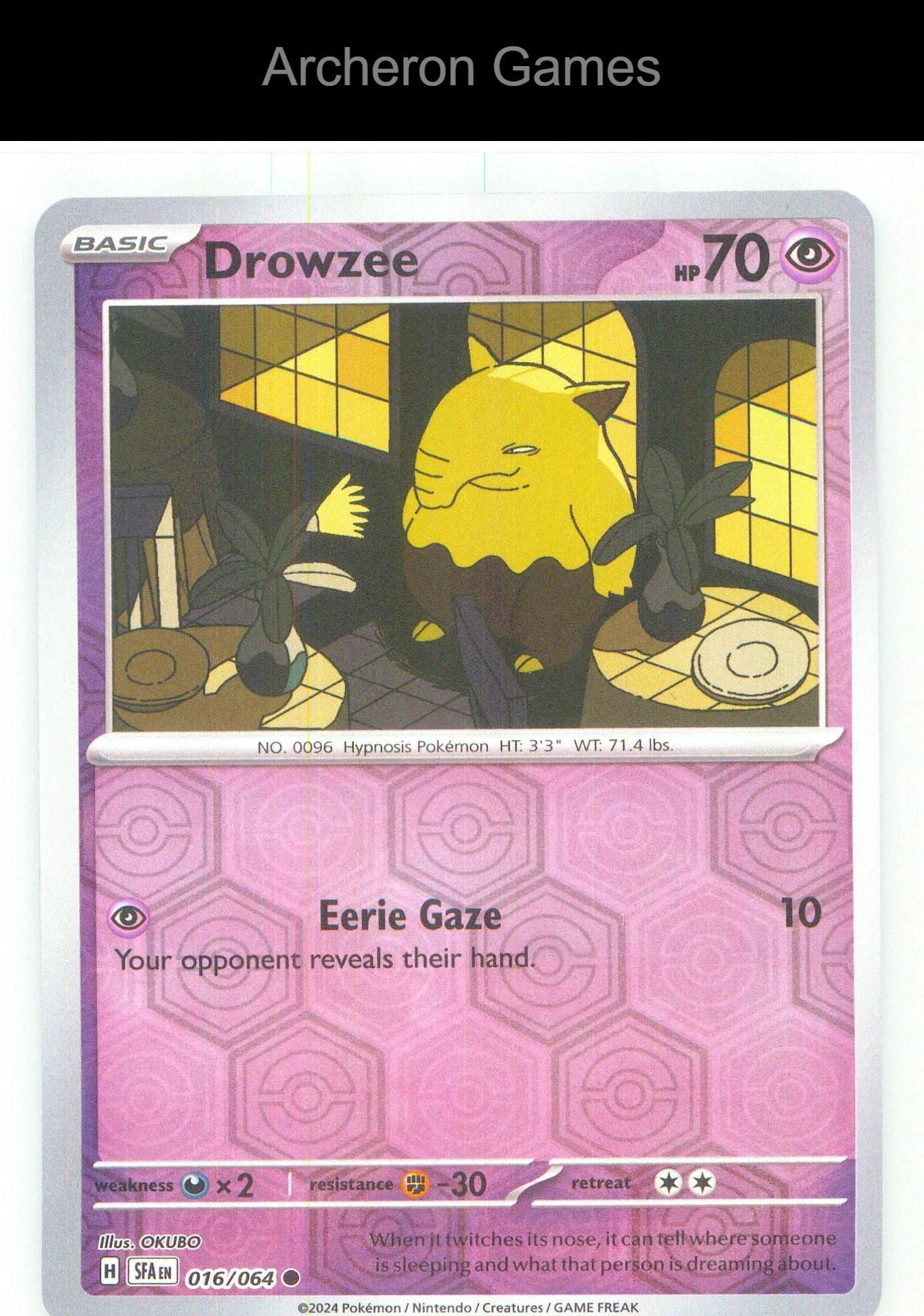 Pokemon Card Drowzee SFA 016/064 C Shrouded Fable Reverse Holo