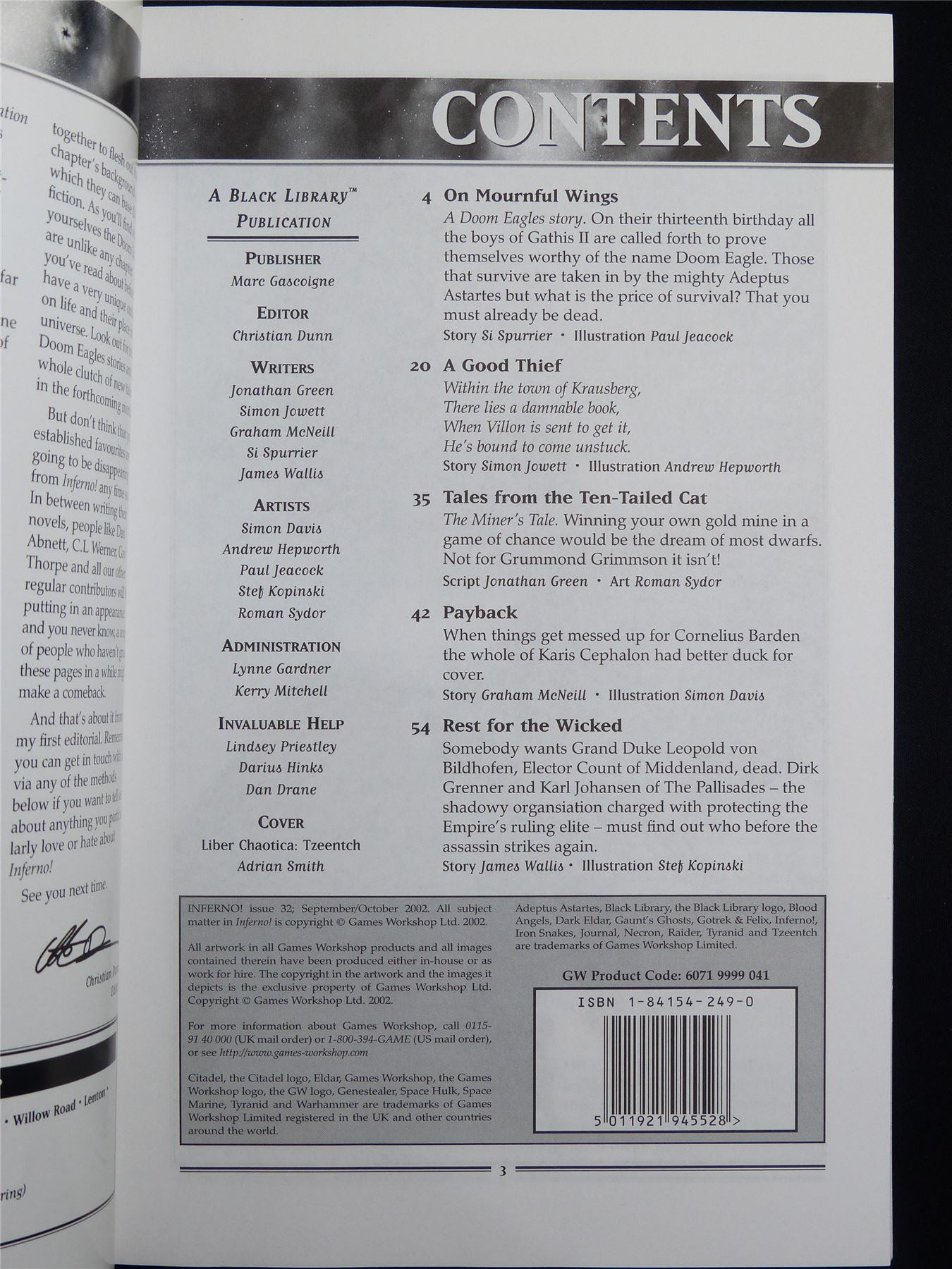 Inferno! Tales of Fantasy and Adventure #32 - Games Workshop Black Library Publication #1OE