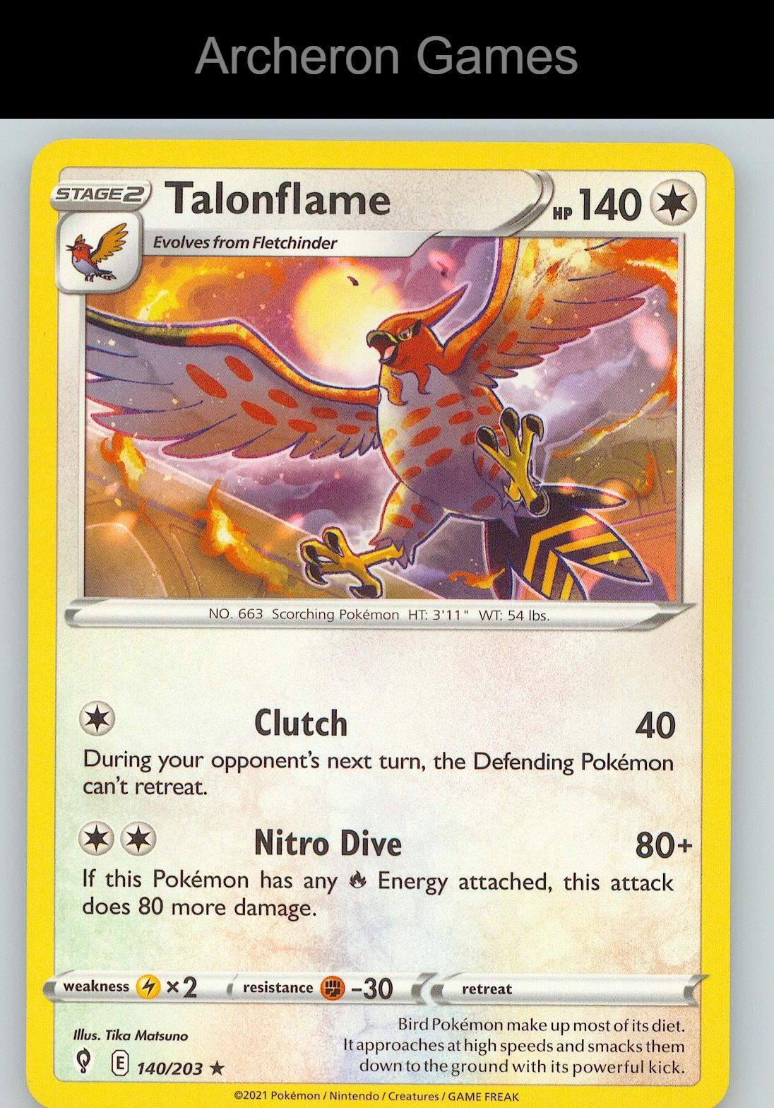 Pokemon Card Talonflame EVS 140/203 R Evolving Skies