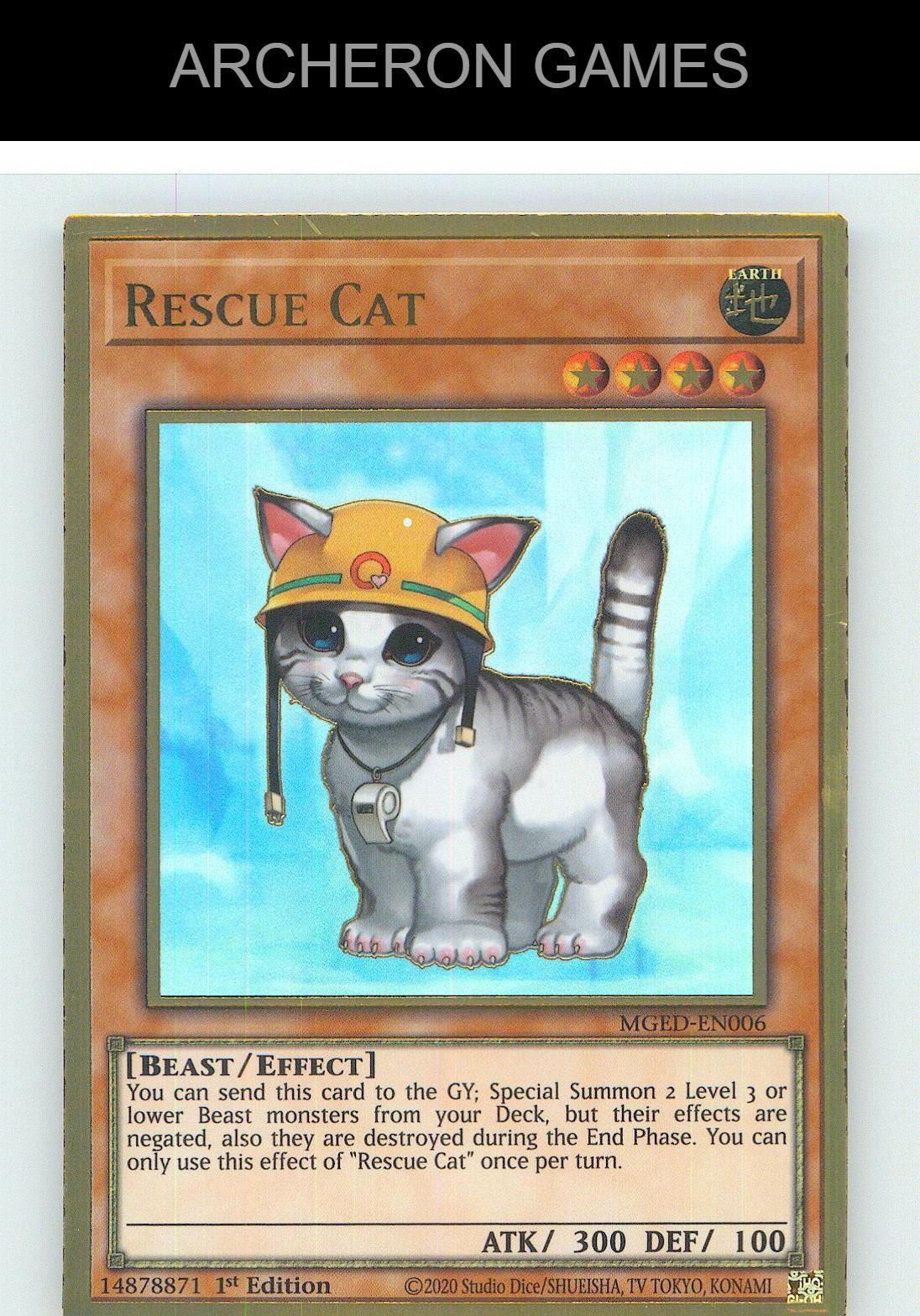 Rescue Cat Premium Gold Rare YUGIOH Card 1st Edition