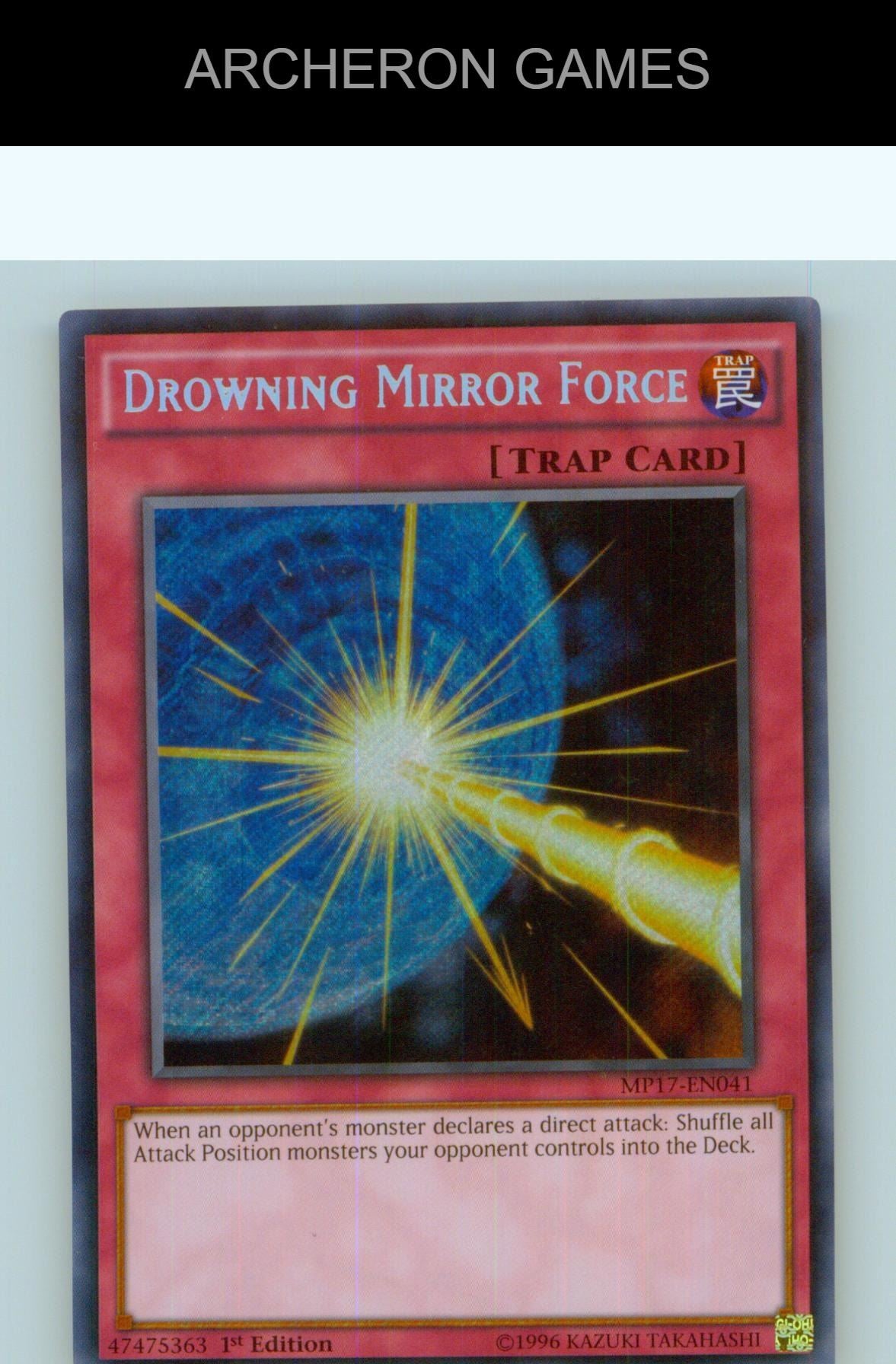 Drowning Mirror Force SEC YUGIOH Card 1st Edition