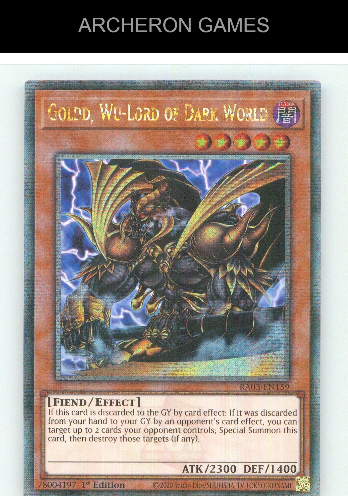 Goldd, Wu-Lord of Dark World (Quarter Century Secret Rare) YUGIOH 1st Edition