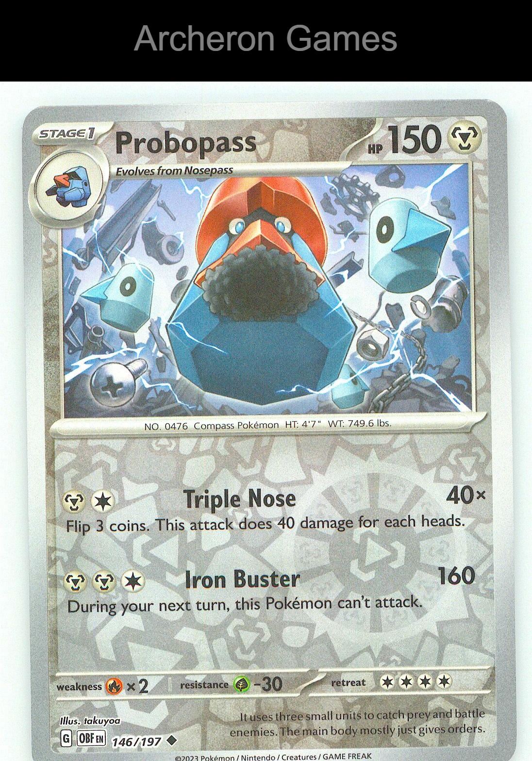 Pokemon Card Probopass OBF 146/197 UC Obsidian Flames Reverse Holo