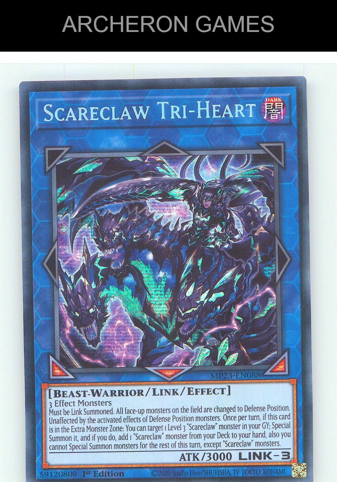 Scareclaw Tri-Heart Prismatic Secret Rare YUGIOH Card 1st Edition