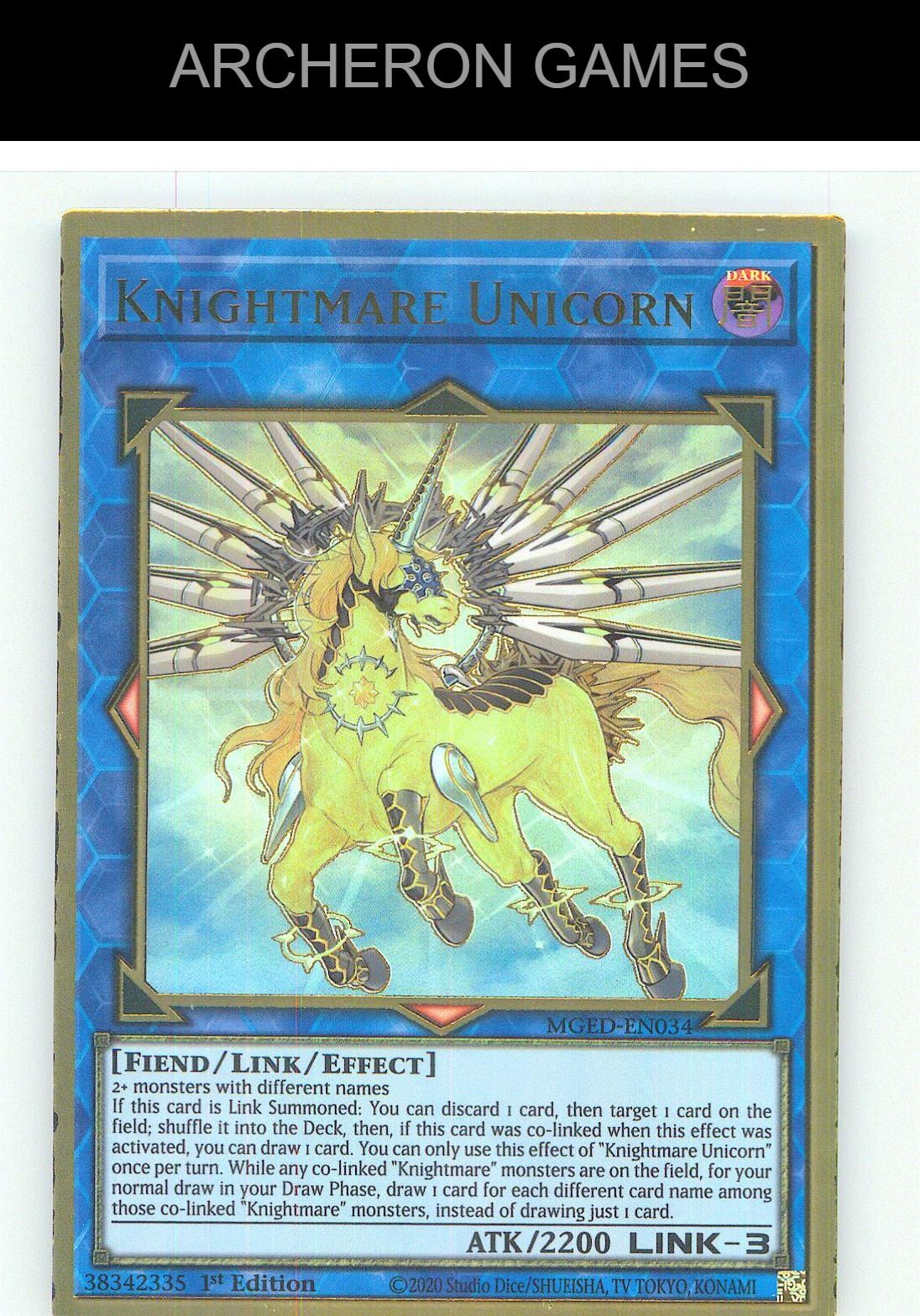 Knightmare Unicorn Premium Gold Rare YUGIOH Card 1st Edition