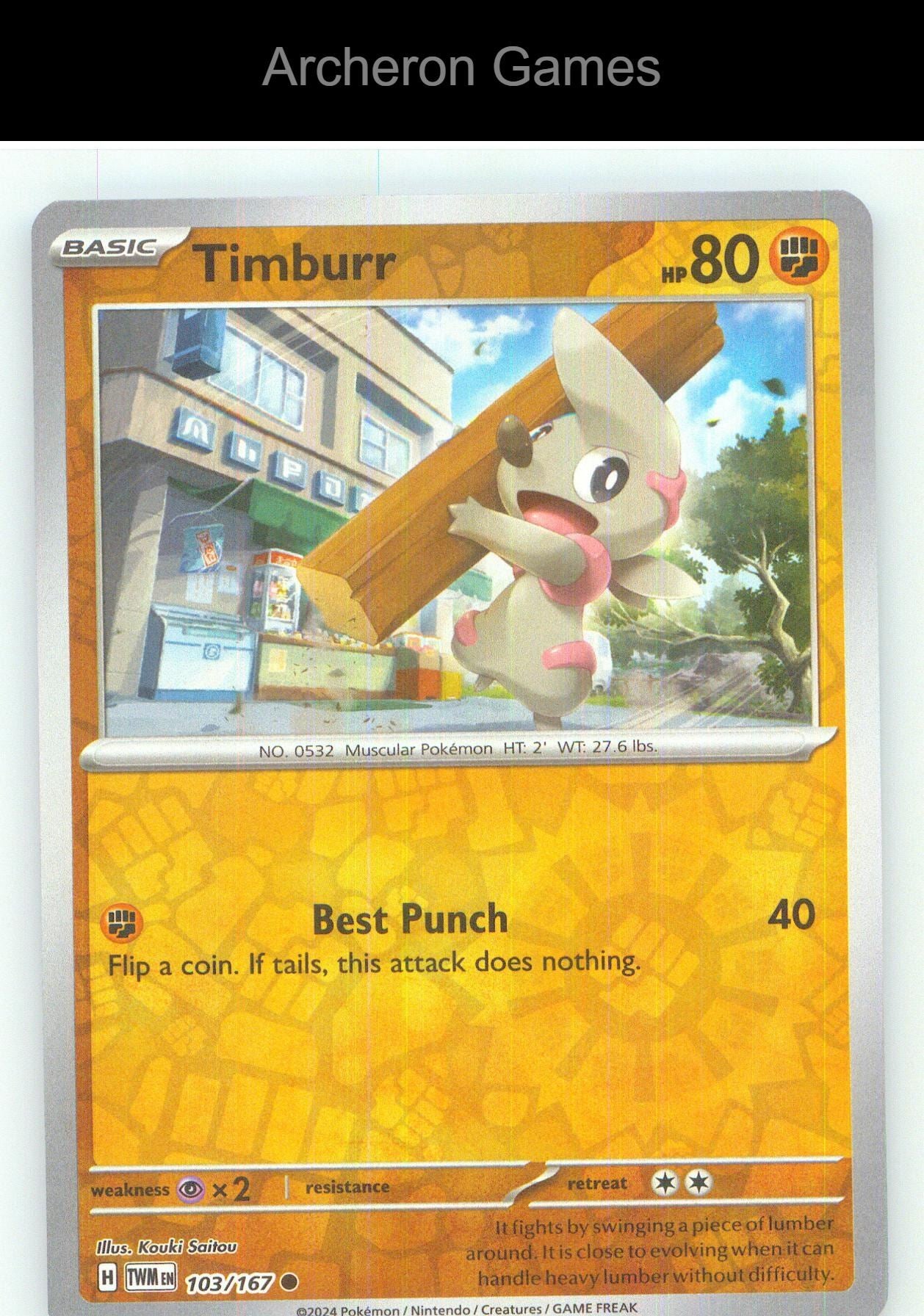 Pokemon Card Timburr TWM 103/167 C Twilight Masquerade Reverse Holo