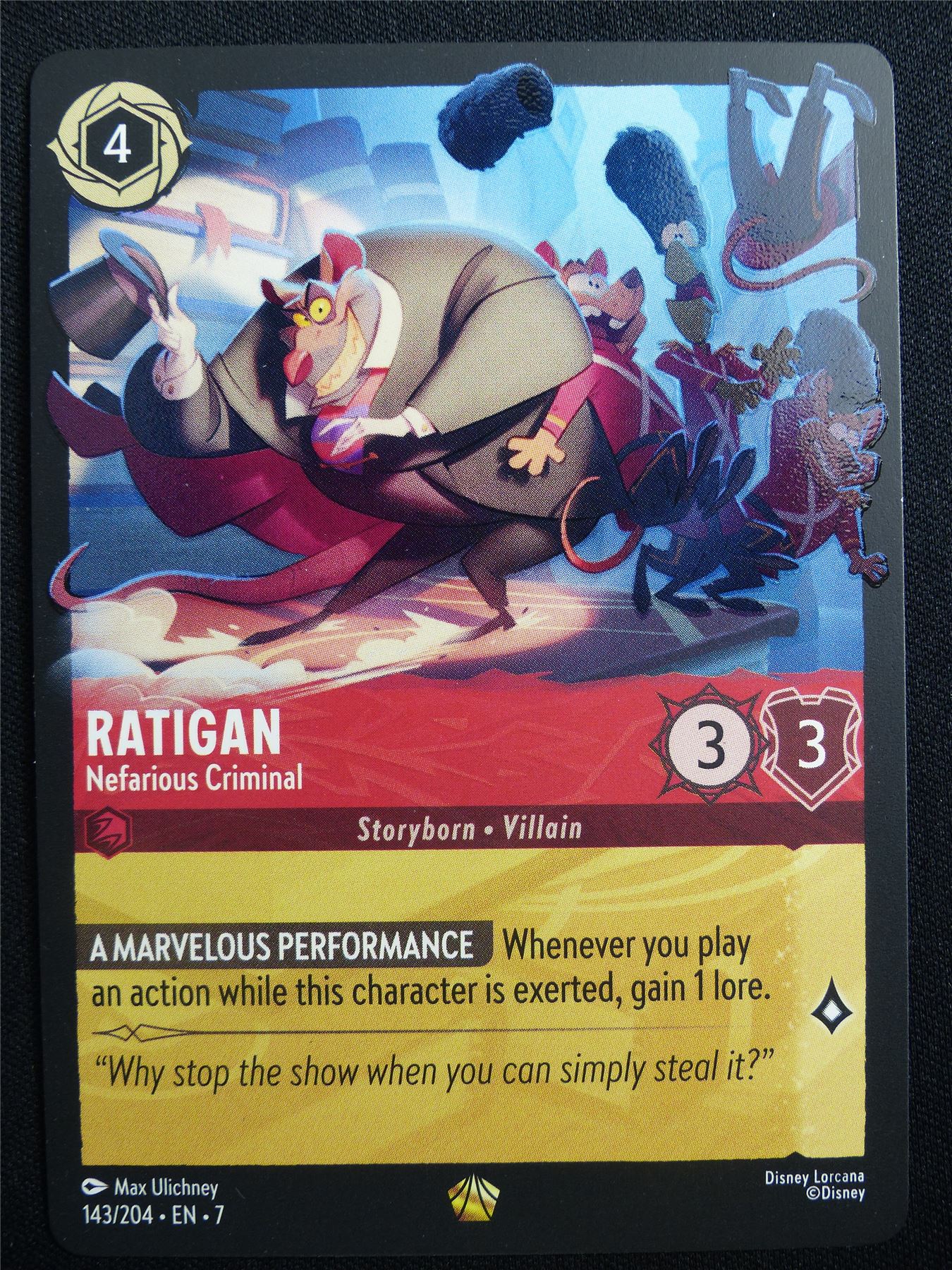 Ratigan Nefarious Criminal 143/204 - Lorcana Card #30T