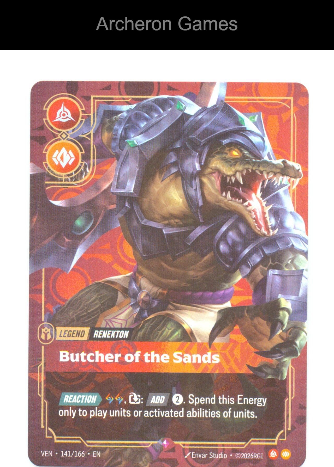 Renekton - Butcher of the Sands VEN 141/166 R Vendetta Riftbound Card Foil