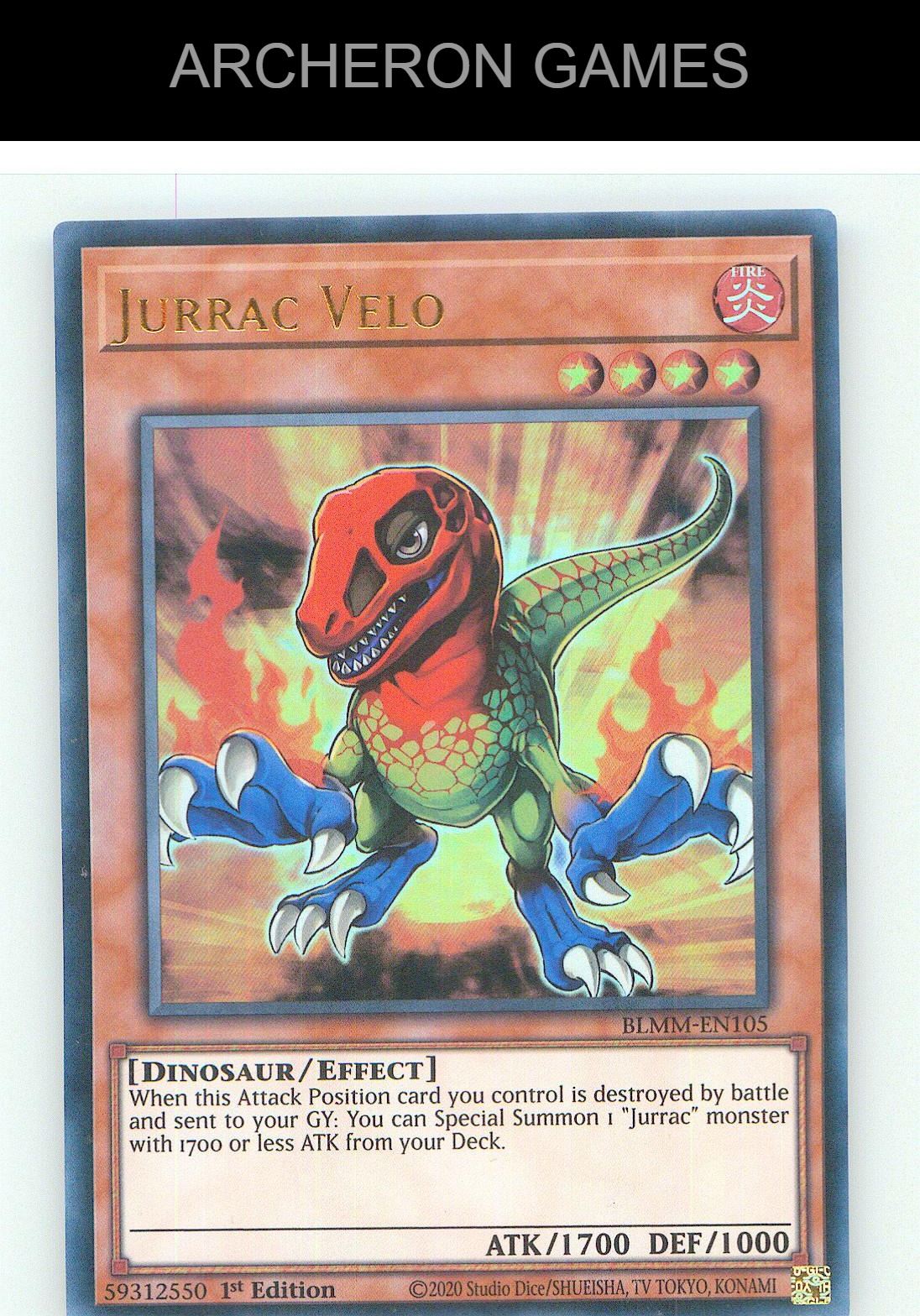 Jurrac Velo Ultra Rare YUGIOH Card 1st Edition