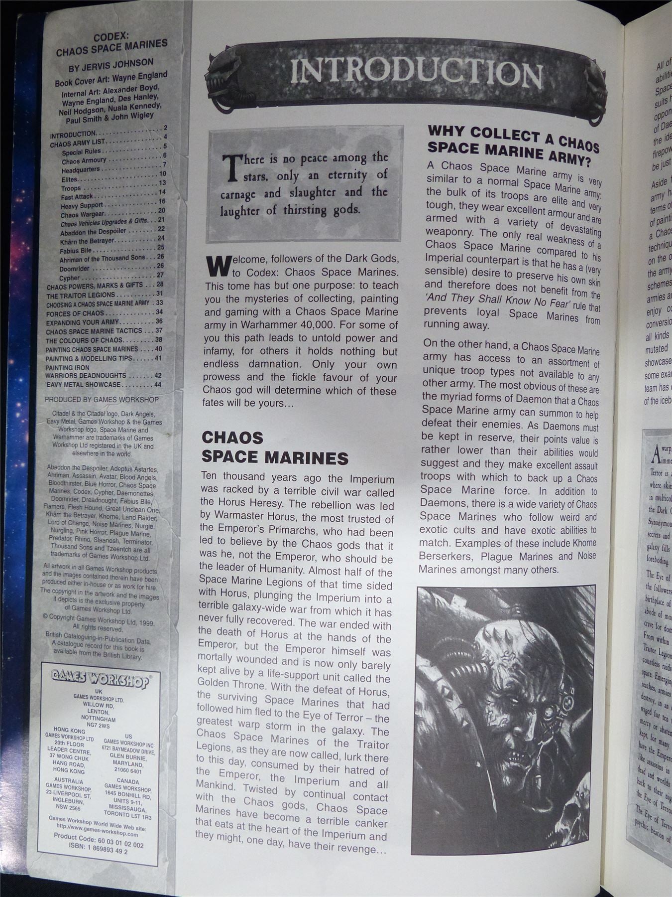 Chaos Space Marines 3rd Edition Codex 1999 Softback - Warhammer 40K #1PB
