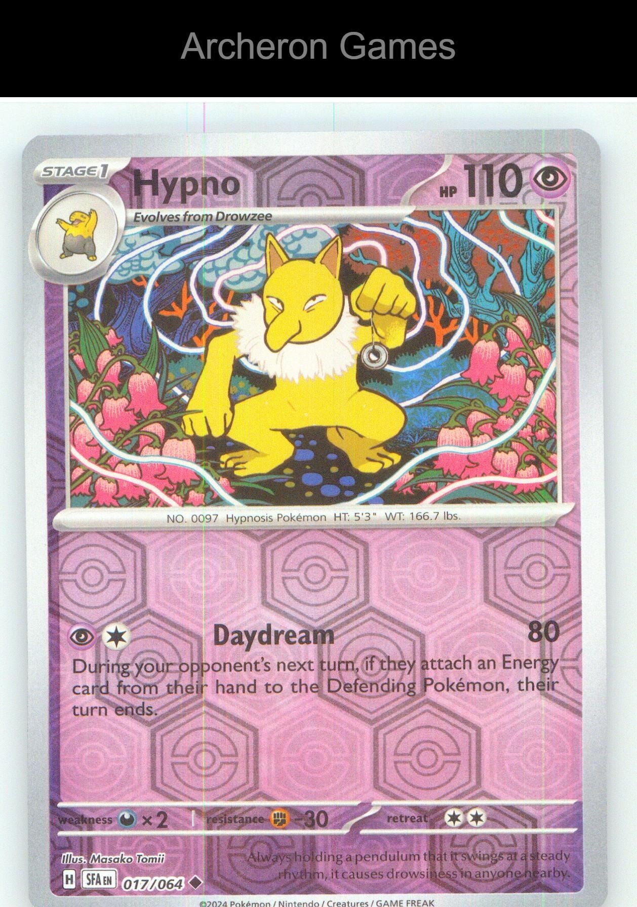 Pokemon Card Hypno SFA 017/064 UC Shrouded Fable Reverse Holo
