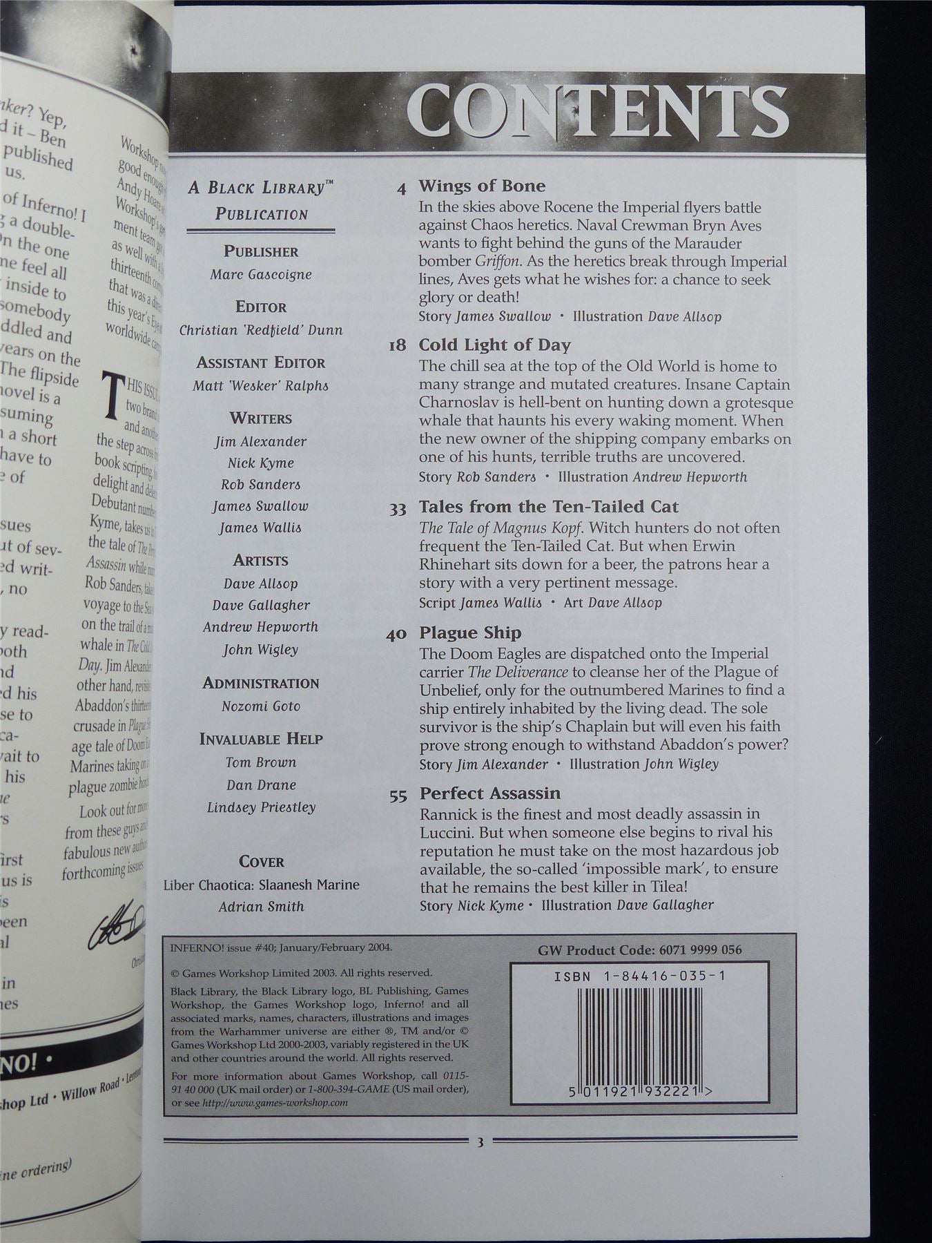 Inferno! Tales of Fantasy and Adventure #40 - Workshop Black Library Publication #1NU