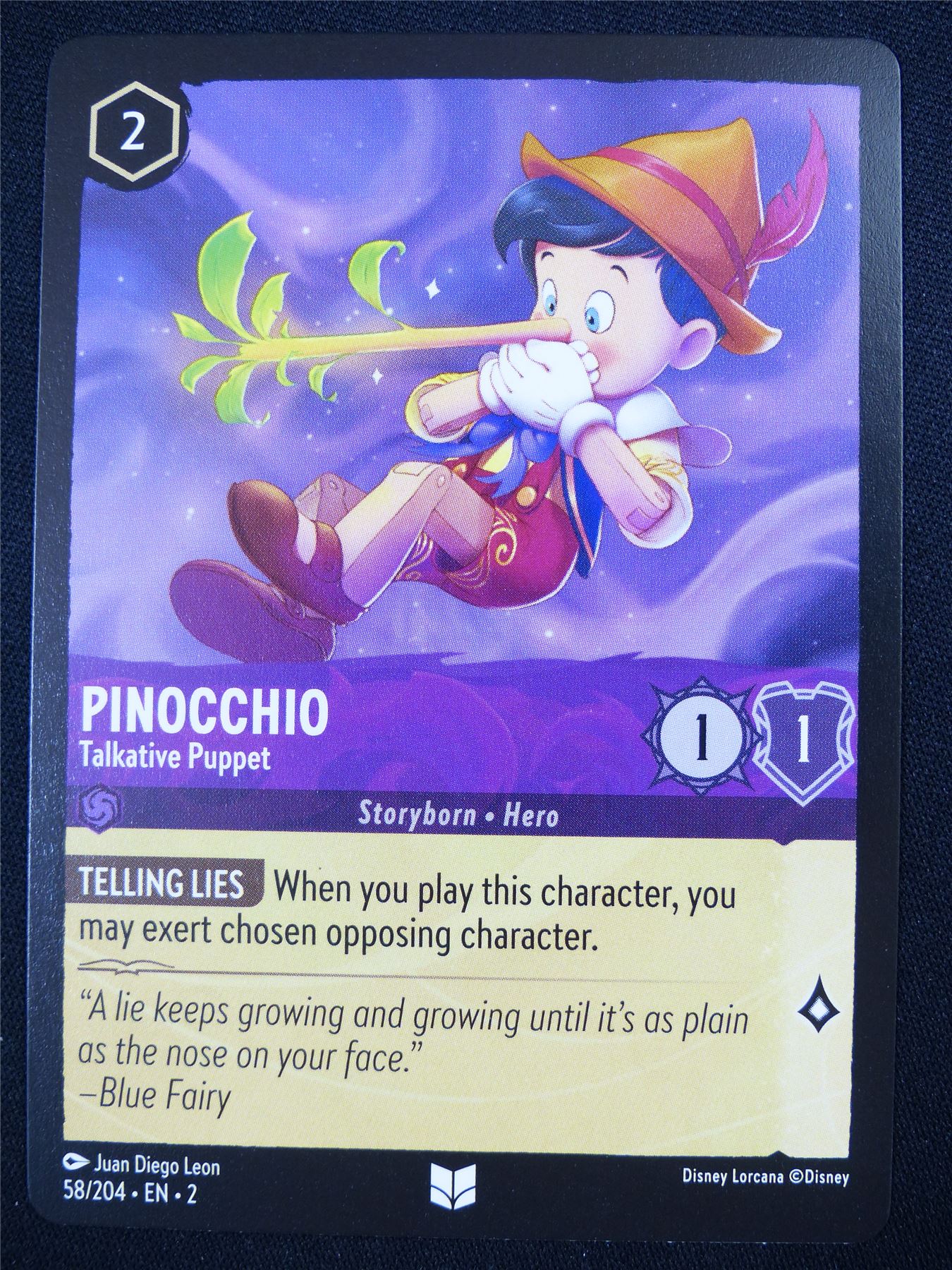 Pinocchio Talktative Puppet 58/204 - Lorcana Card #4RW Archeron Pinocchio Talktative Puppet 58/204 - Lorcana Card #4RW Archeron