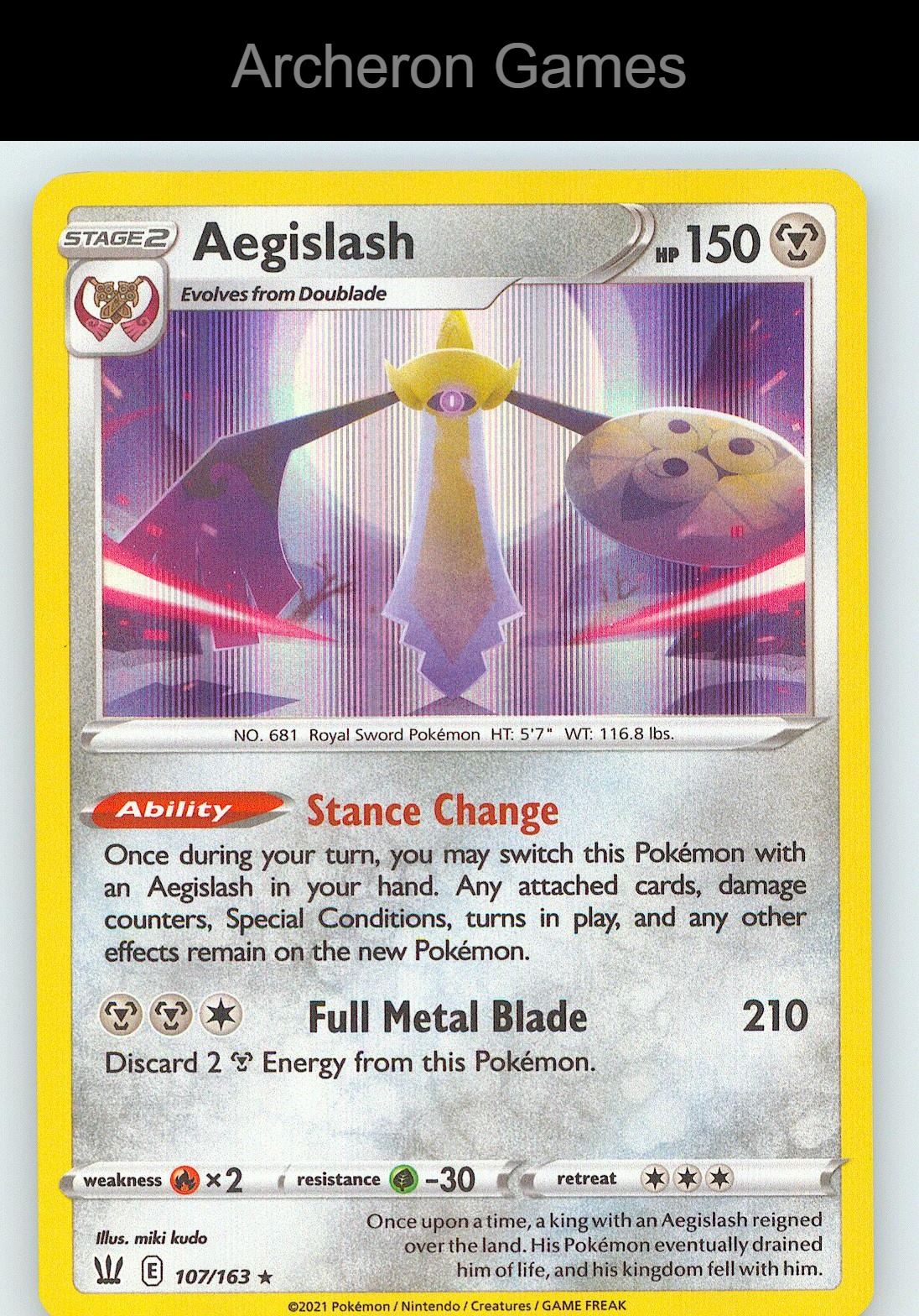 Pokemon Card Aegislash BST 107/163 Line Holo R Battle Styles