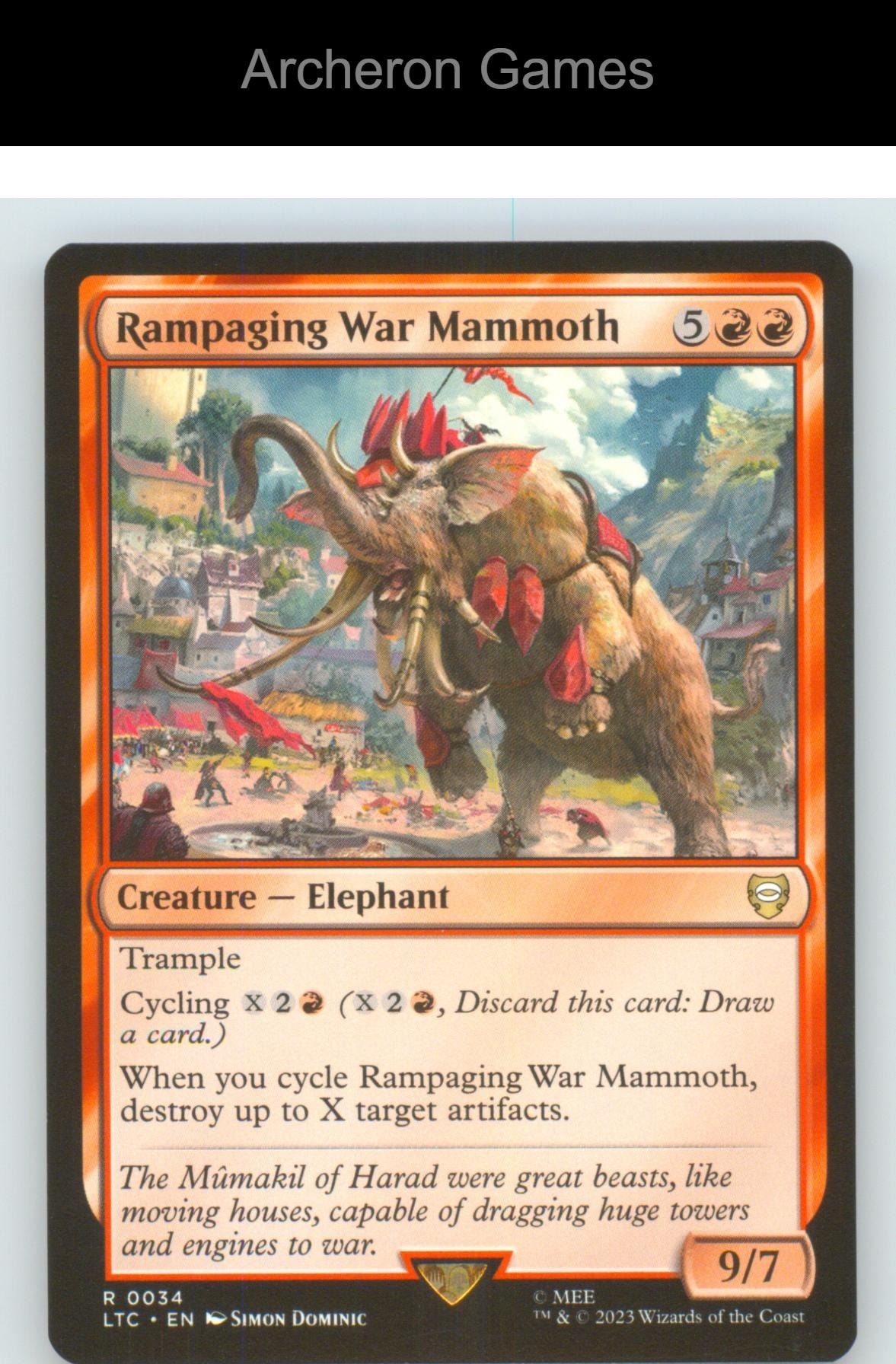 Rampaging War Mammoth LTC 34 R MTG Card NM/EX+