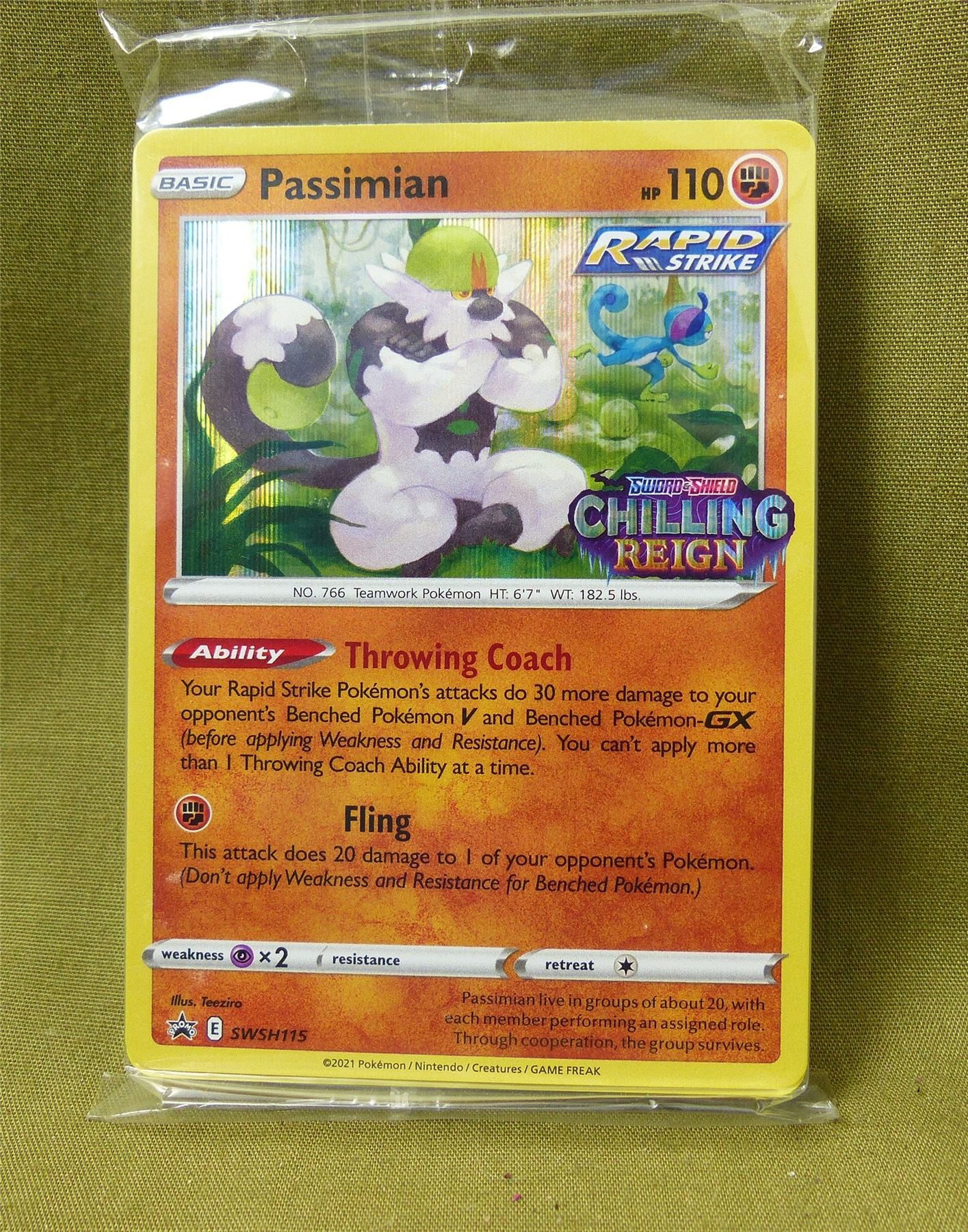 Passimian SWSH115 - Chilling Reign Pre-Release Deck sealed - Pokemon Card #A3