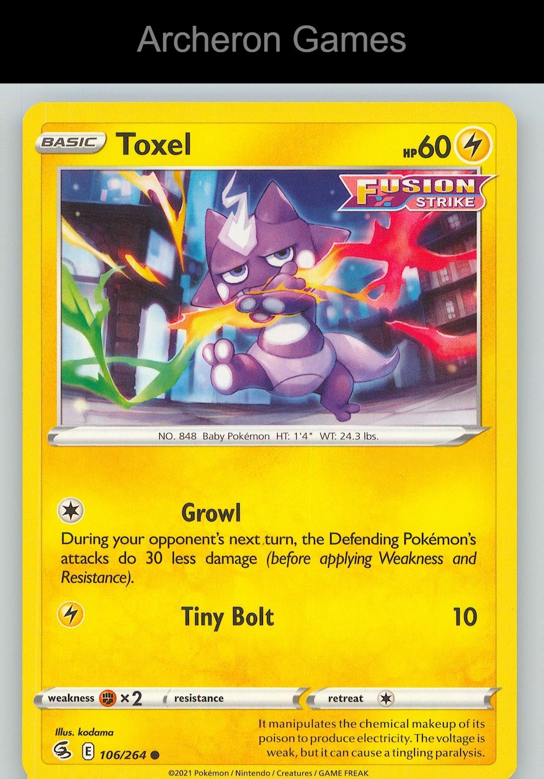 Pokemon Card Toxel FST 106/264 C Fusion Strike