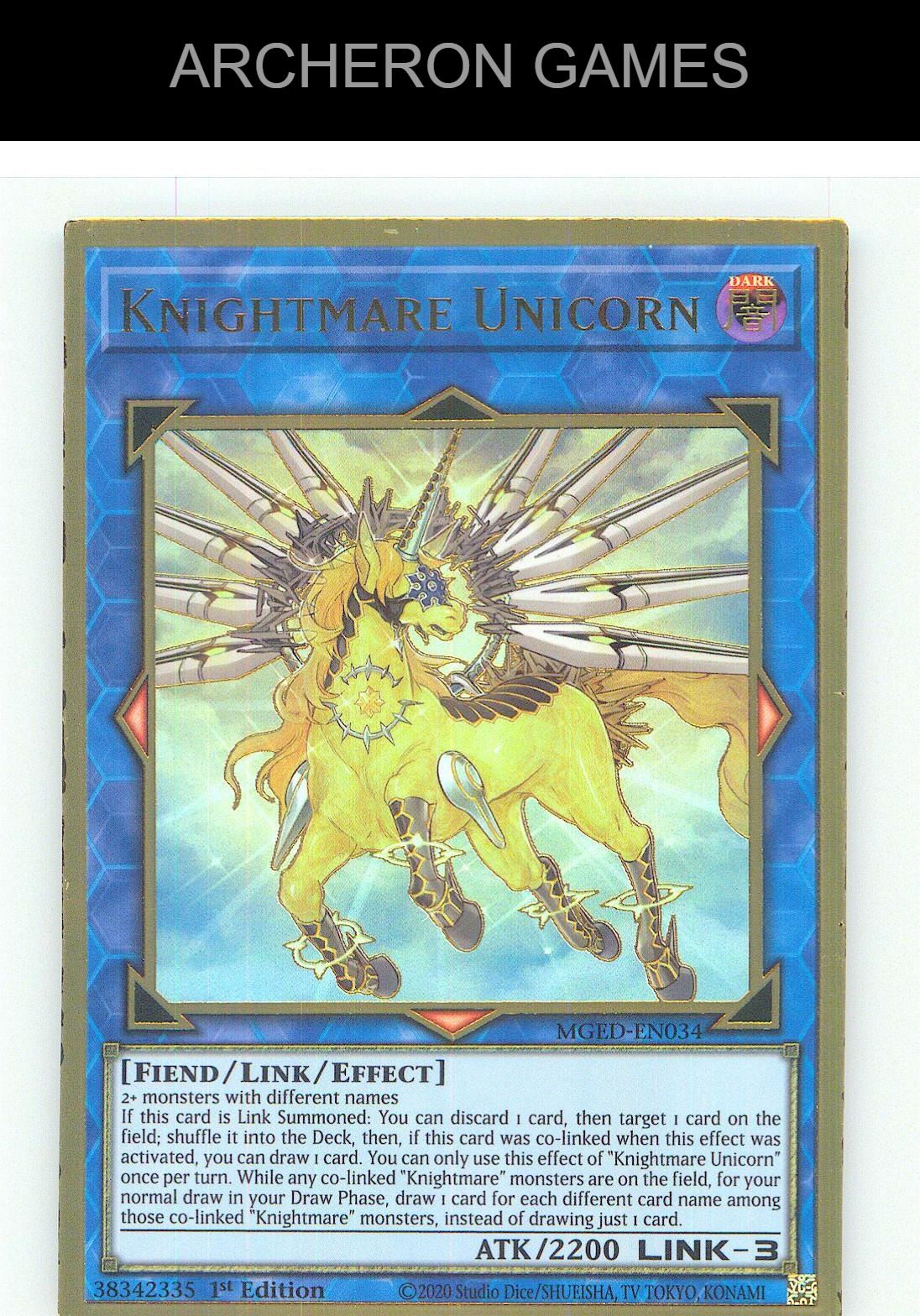 Knightmare Unicorn Premium Gold Rare YUGIOH Card 1st Edition