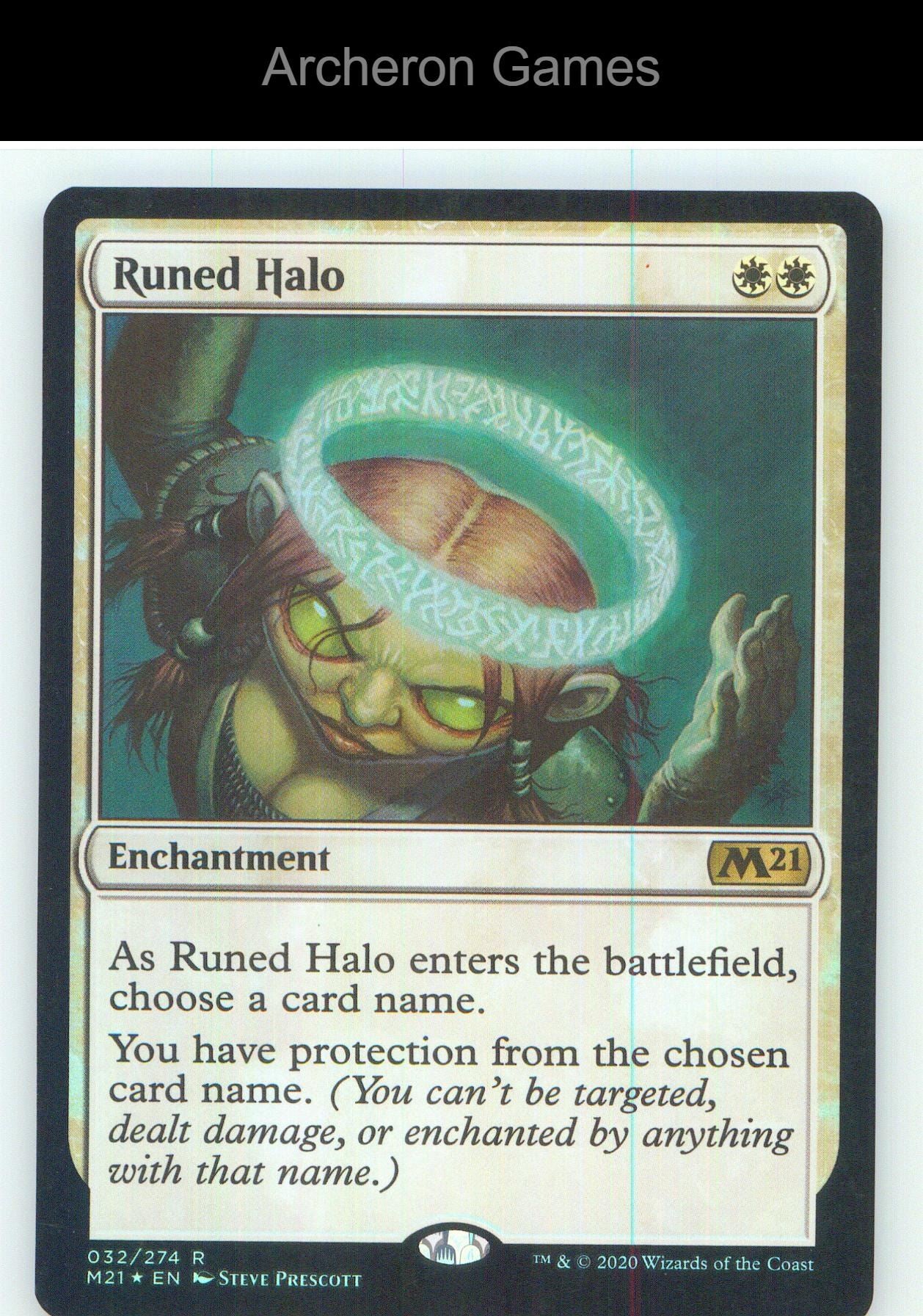 Runed Halo M21 32 R MTG Card NM/EX+ Foil