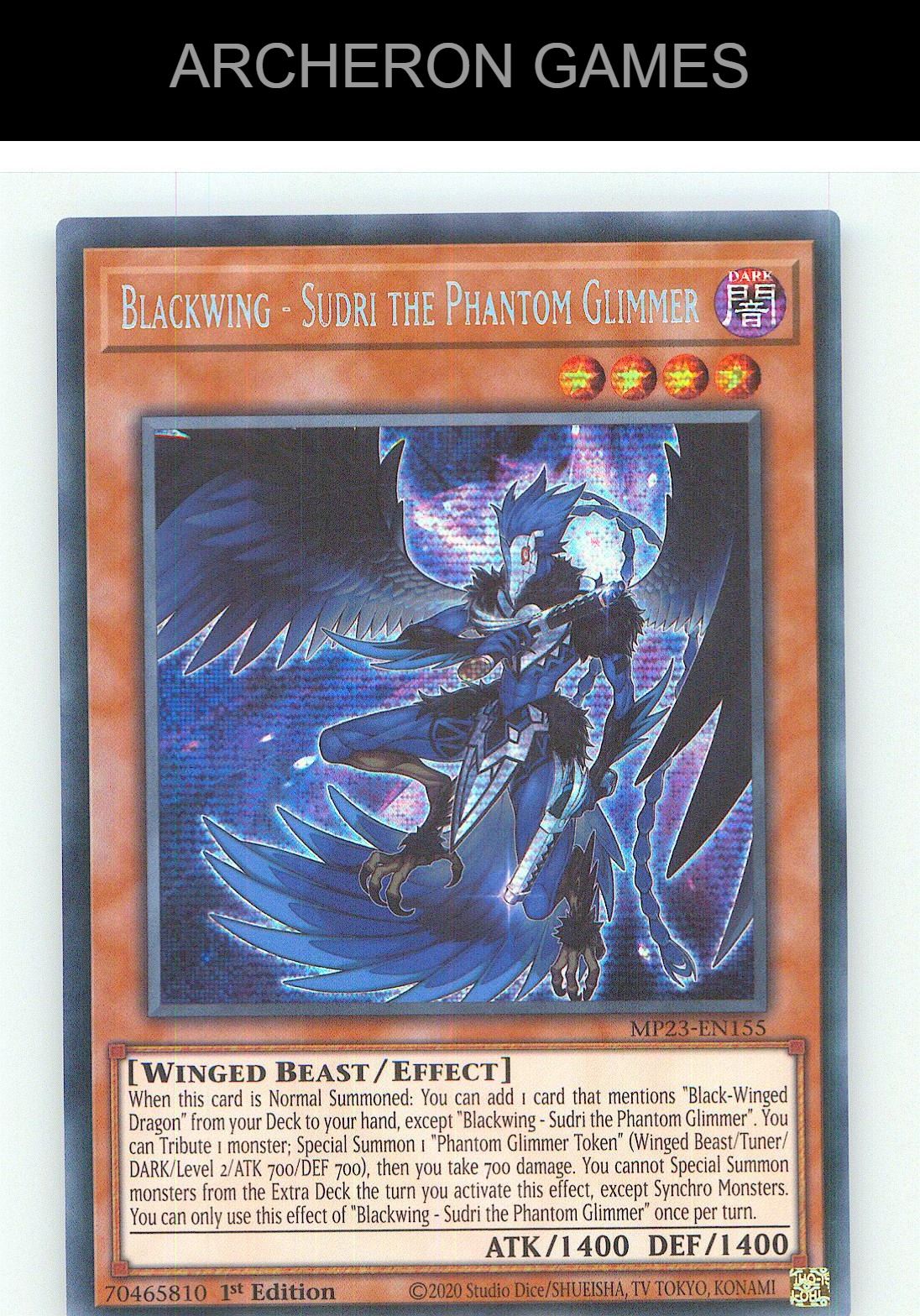 Blackwing - Sudri the Phantom Glimmer YUGIOH Card 1st Edition