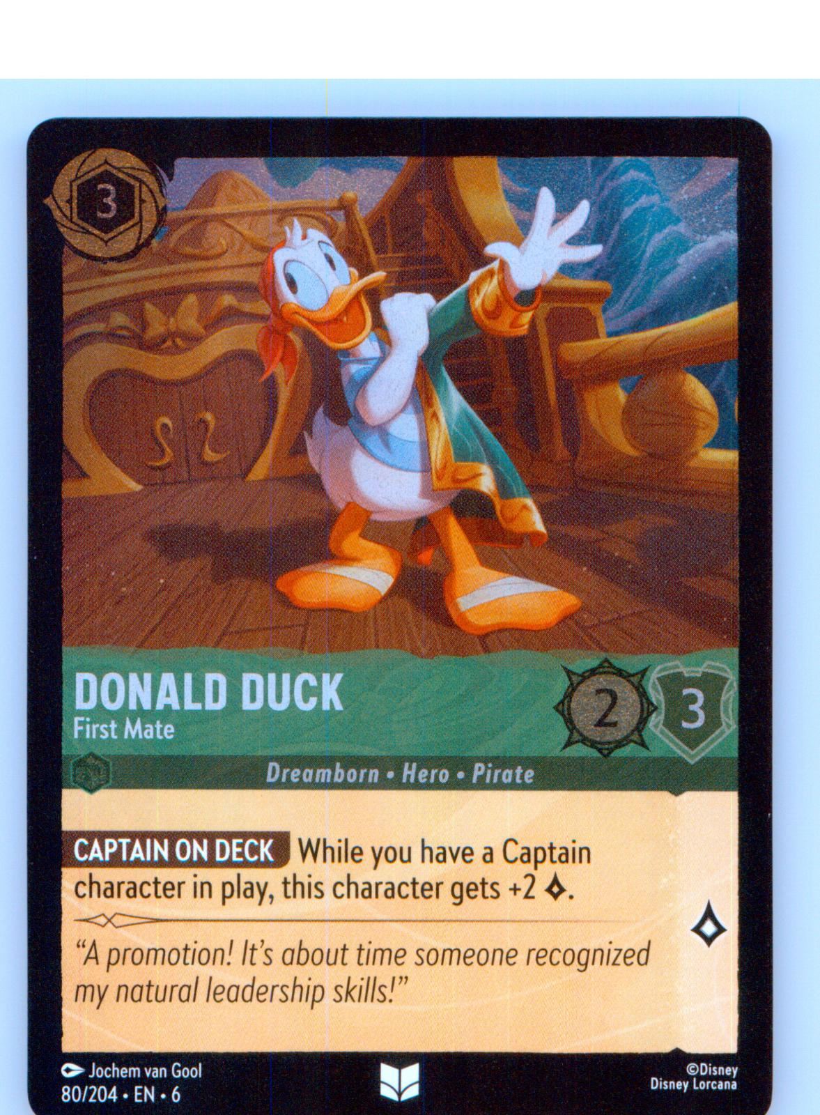 Donald Duck - First Mate 80/204 Uncommon Azurite Sea Lorcana Cold Foil Near Mint