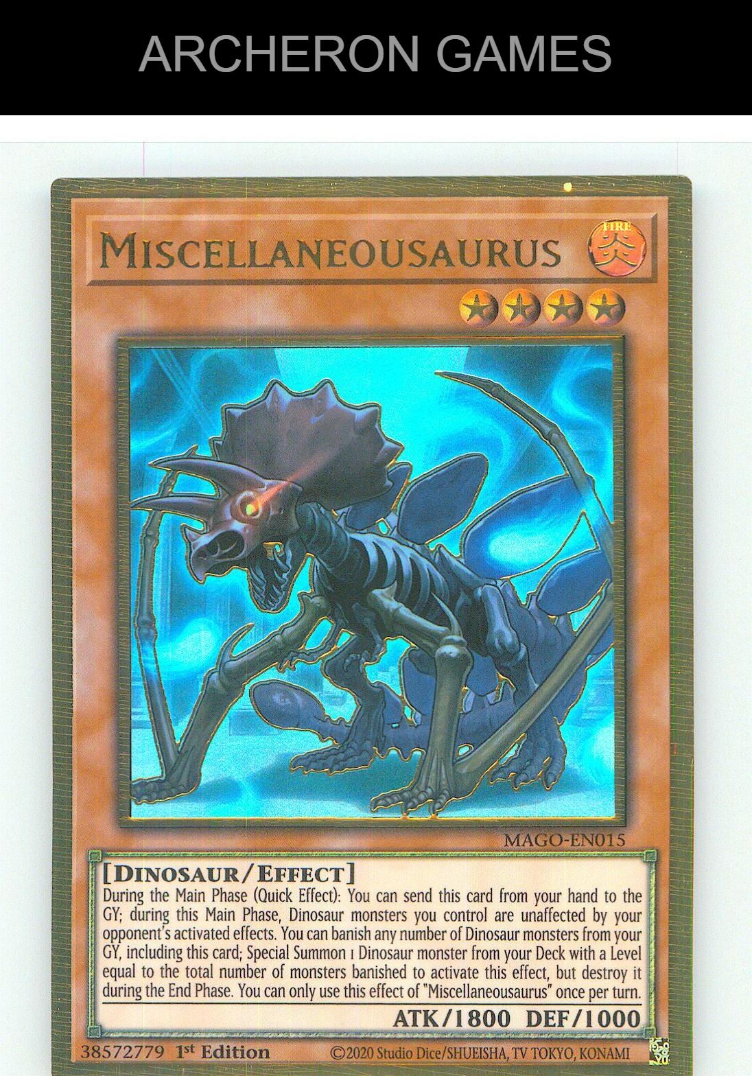 Miscellaneousaurus Premium Gold Rare YUGIOH Card 1st Edition