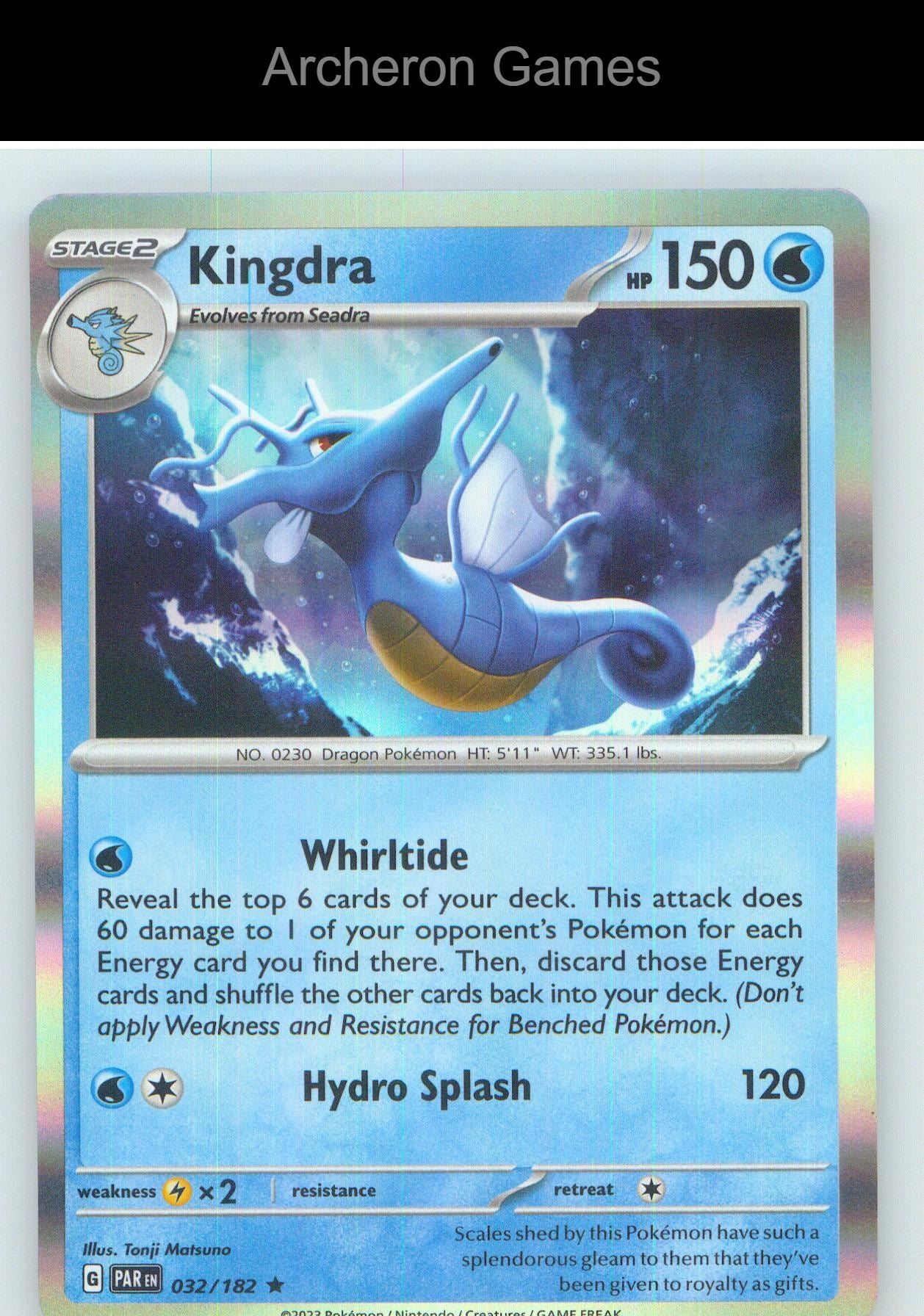 Pokemon Card Kingdra PAR 032/182 R Paradox Rift Holo