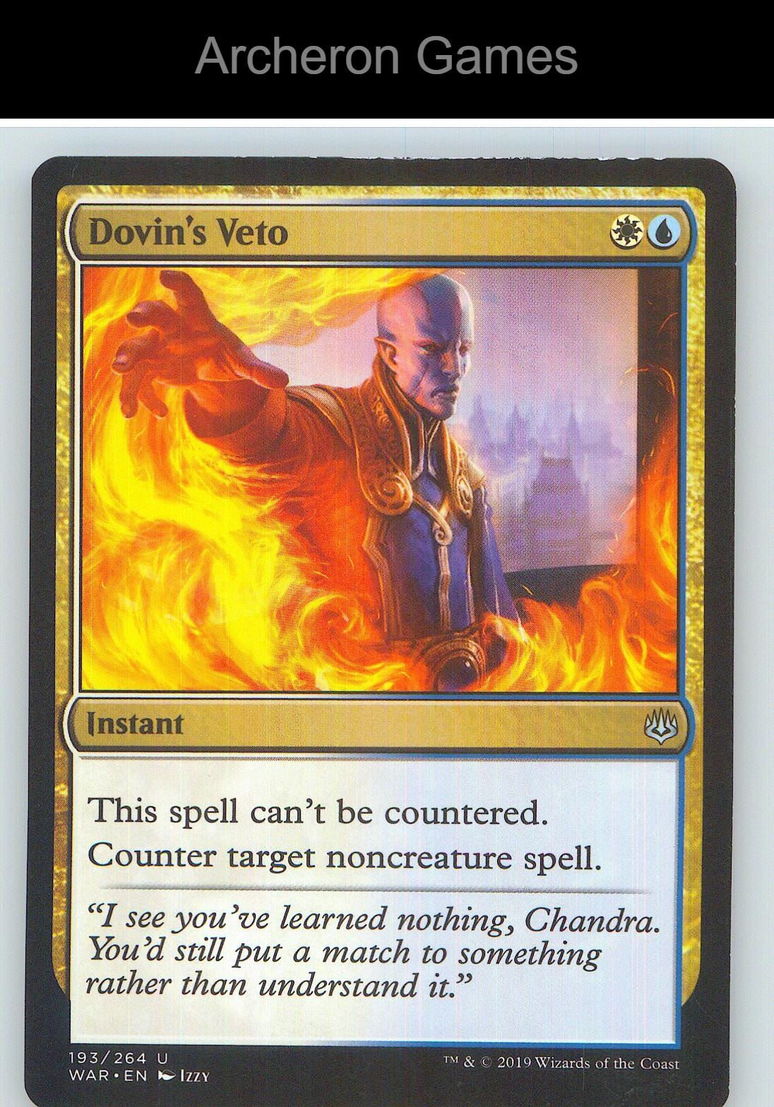 Dovin's Veto WAR 193 UC MTG Card NM/EX+