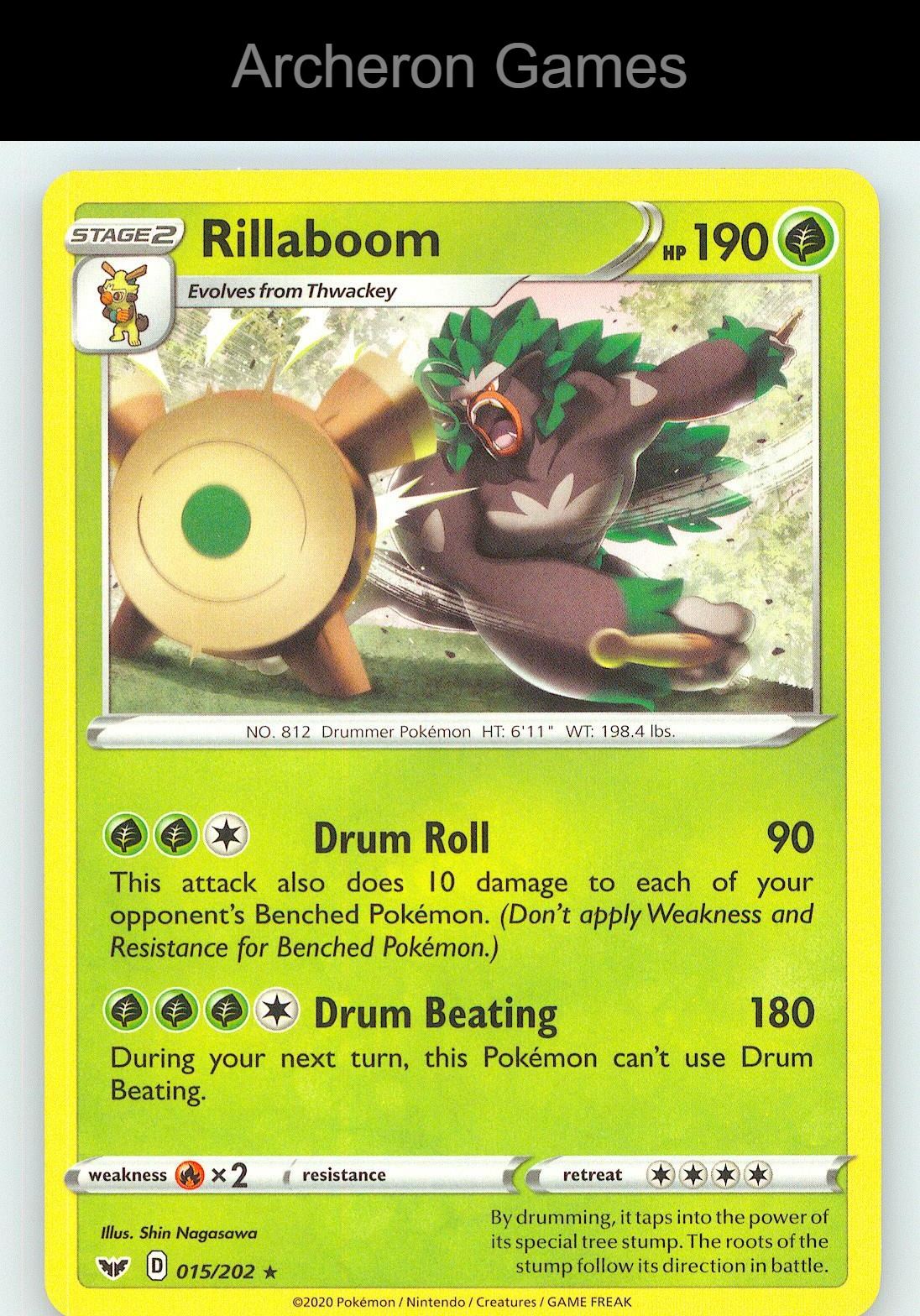Pokemon Card Rillaboom SSH 015/202 R Sword & Shield
