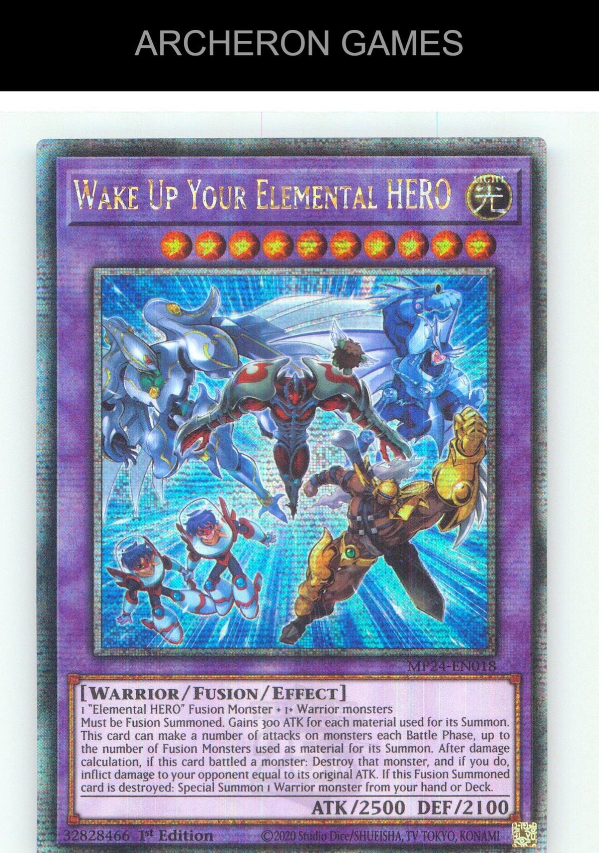 Wake Up Your Elemental HERO (Quarter Century Secret Rare) YUGIOH 1st Edition