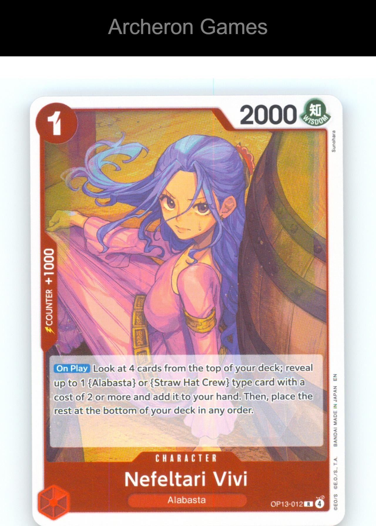 Nefeltari Vivi OP13-012 R One Piece Card NM/EX+ Foil