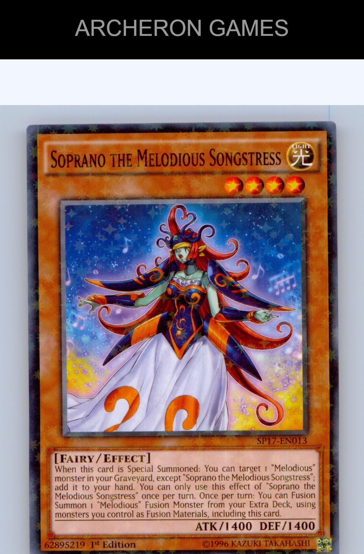 Soprano the Melodious Songstress (Starfoil) YUGIOH Card 1st Edition