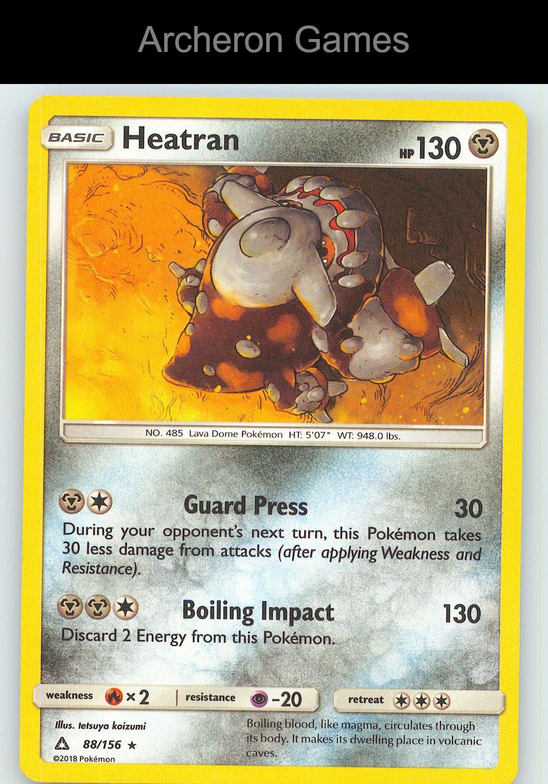 Pokemon Card Heatran UPR 88/156 HOLO R Ultra Prism