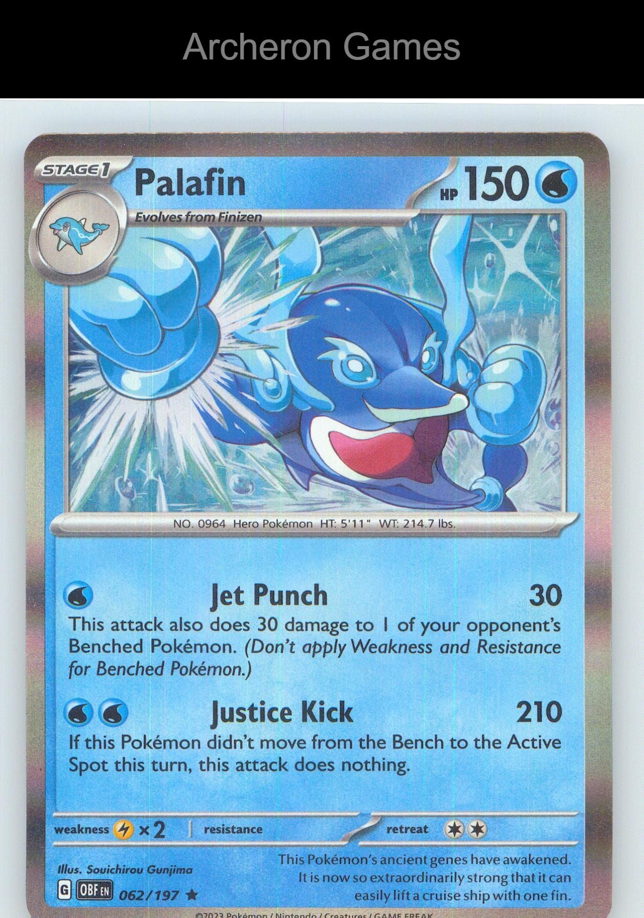 Pokemon Card Palafin OBF 062/197 R Obsidian Flames Holo