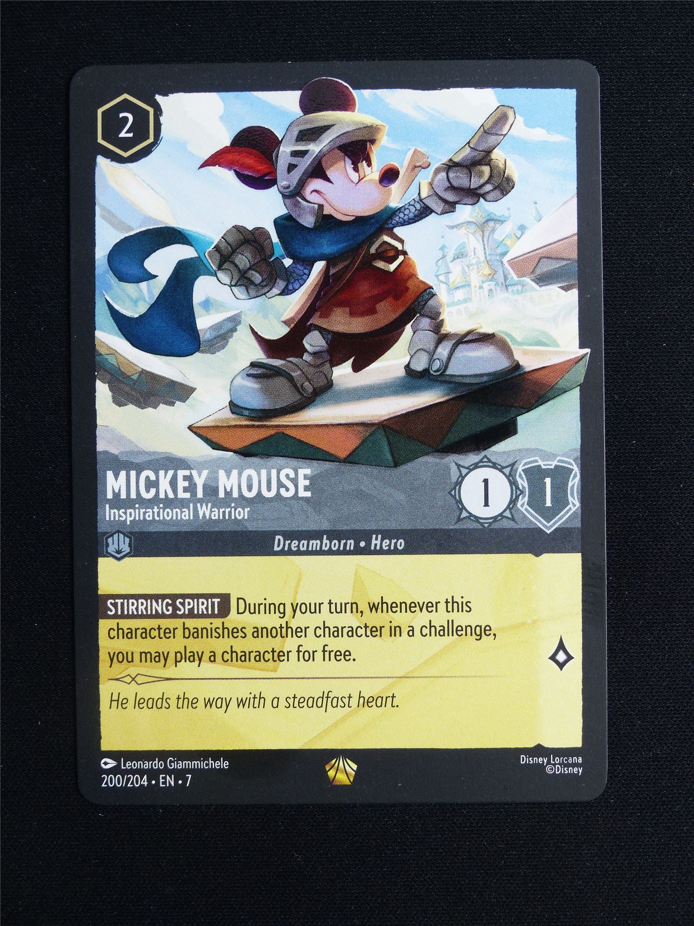 Mickey Mouse Inspirational Warrior 200/204 - Lorcana Card #1ZT