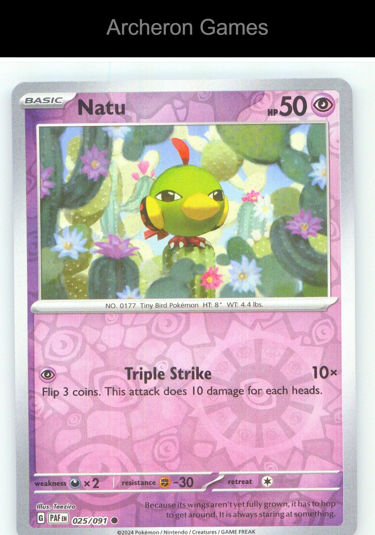 Pokemon Card Natu PAF 025/091 C Paldean Fates Reverse Holo
