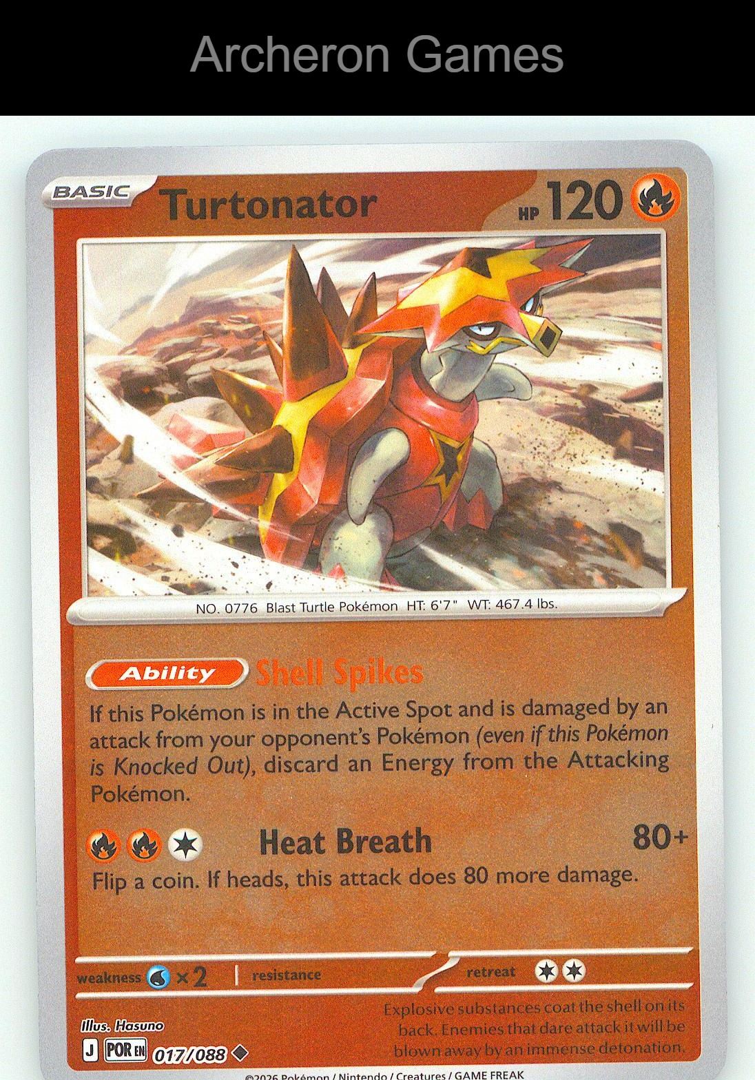 Pokemon Card Turtonator ME03 017/088 UC Perfect Order Reverse Holo