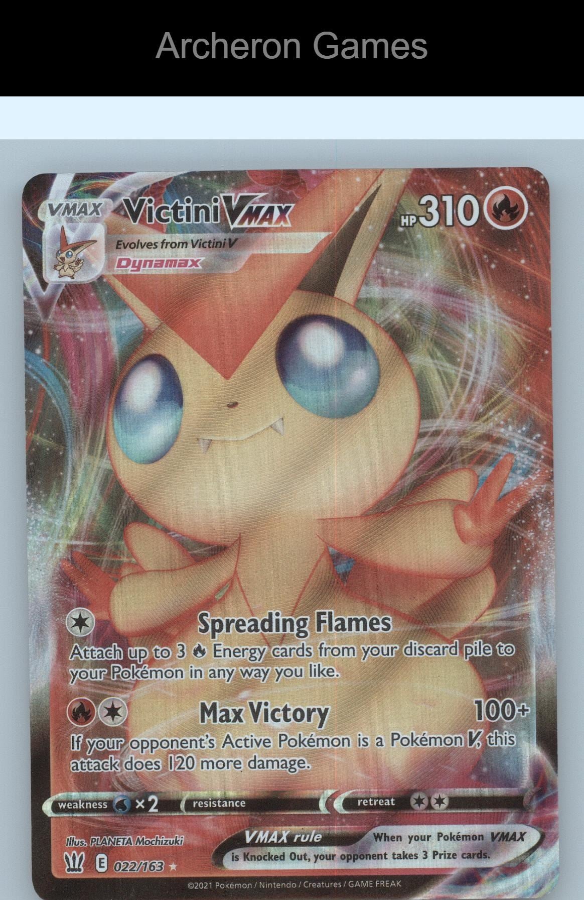 Pokemon Card Victini VMAX BST 022/163 HOLO VMAX Rare Battle Styles