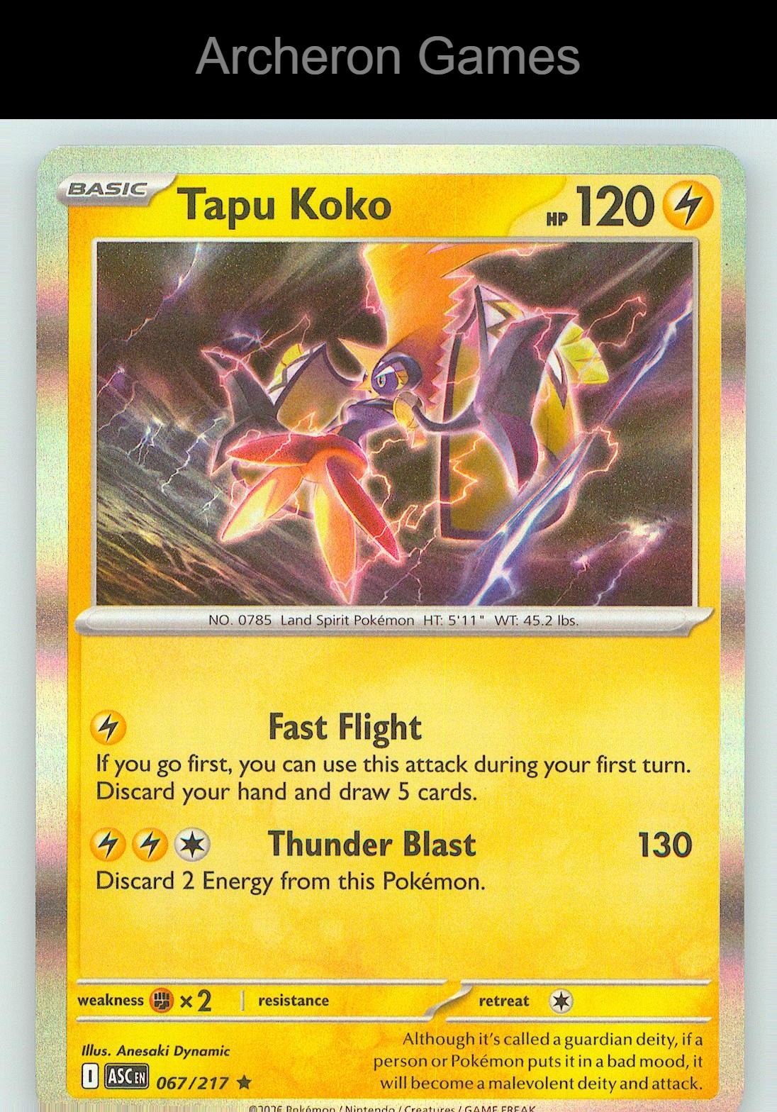 Pokemon Card Tapu Koko ASC 067/217 R Ascended Heroes Holo