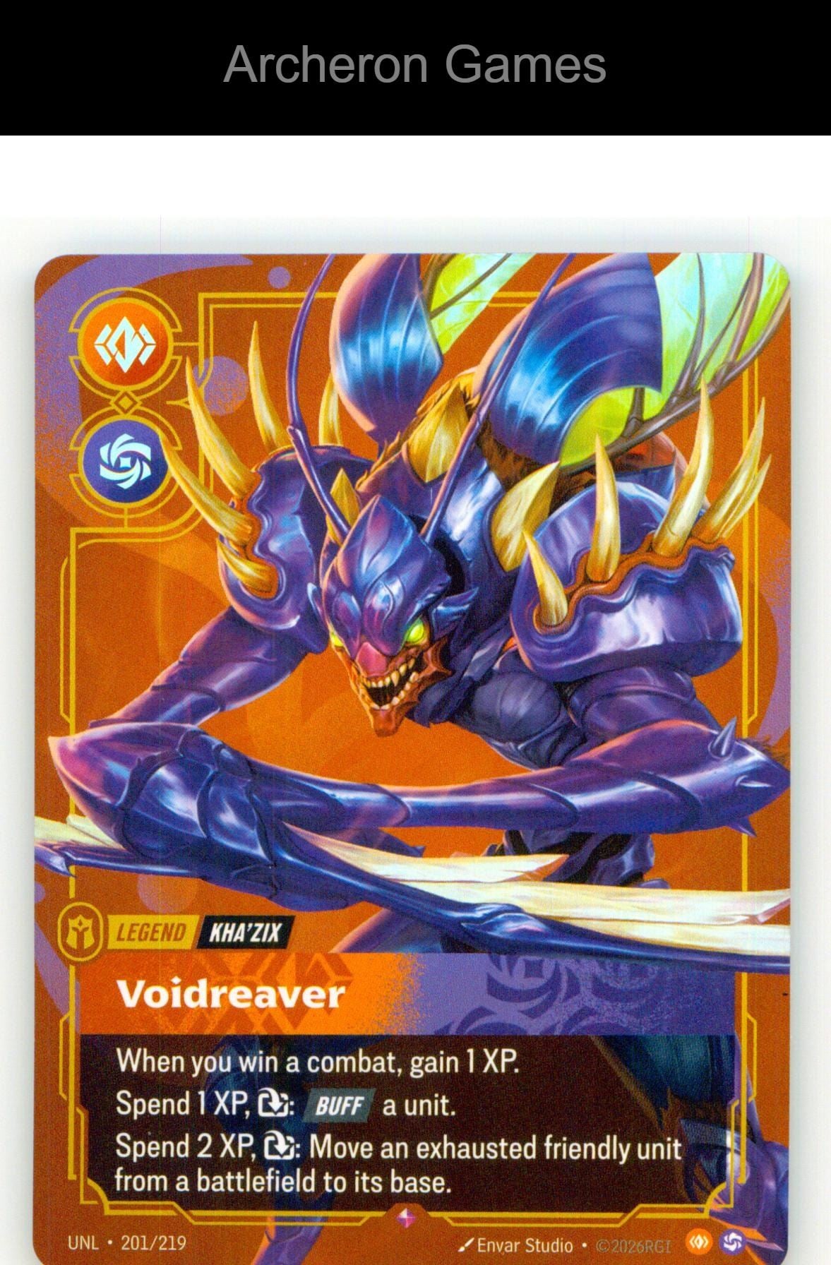 Kha'Zix - Voidreaver UNL 201/219 R Unleashed Riftbound Card